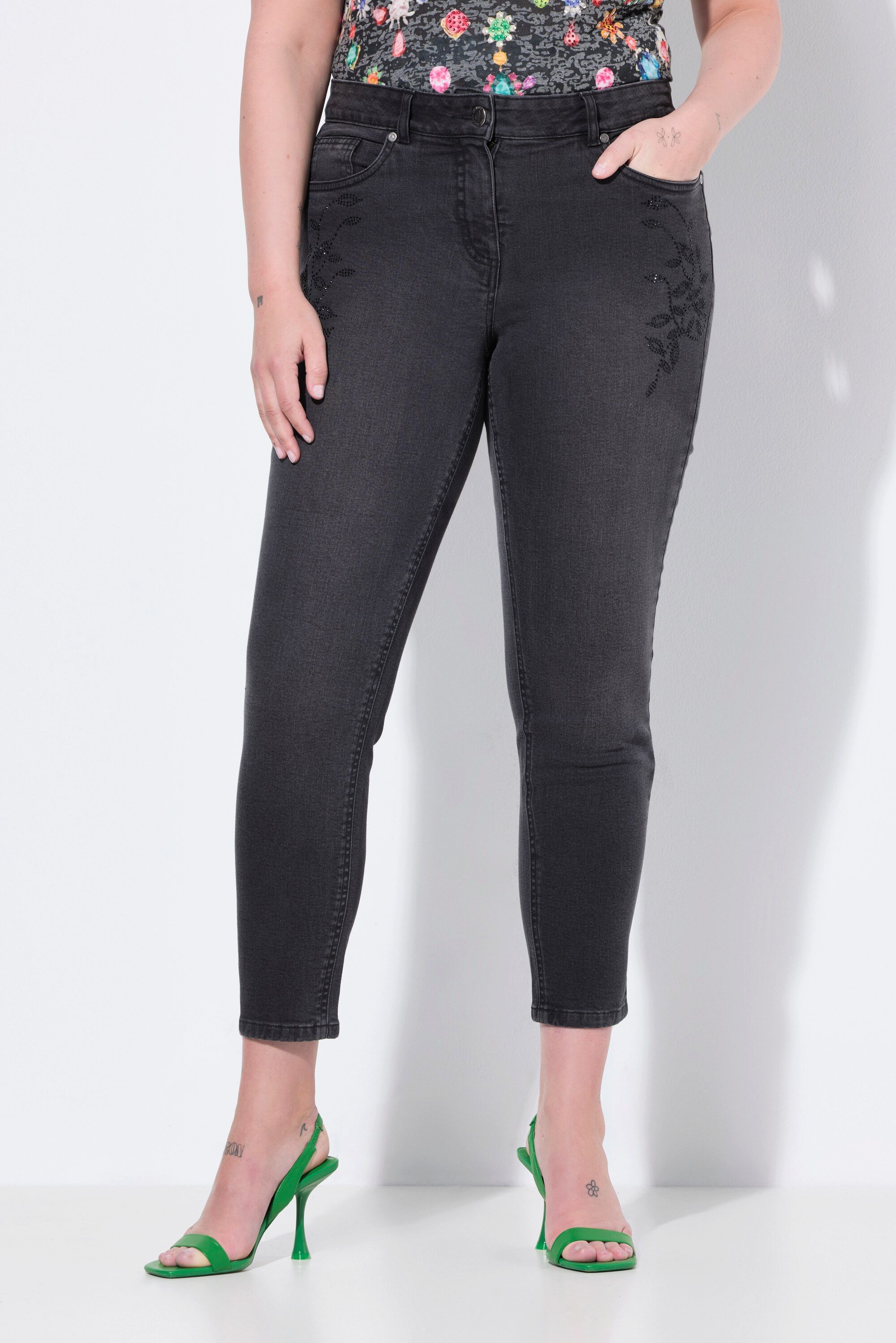 MIAMODA Regular-fit-Jeans Jeans Skinny Fit 5-Pocket Glitzersteinchen günstig online kaufen