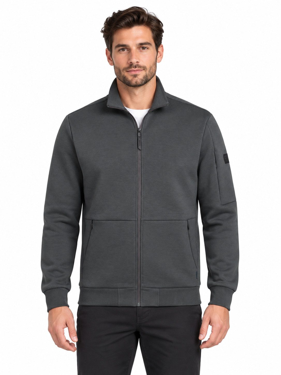 Petrol Industries Sweatjacke Sweatjacke mit Stehkragen und Reißverschluss