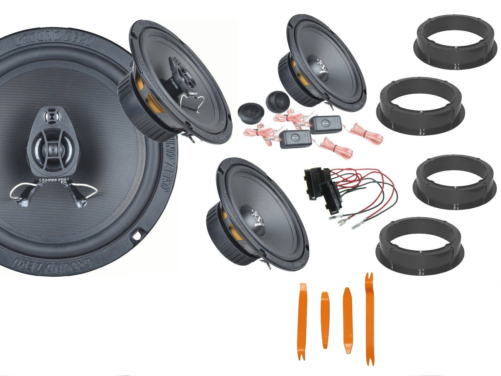 DSX Ground Zero Set für VW Polo AW BJ 17-22 Tür Vorn Hinten 540 W Bügel Auto-Lautsprecher (180 W)