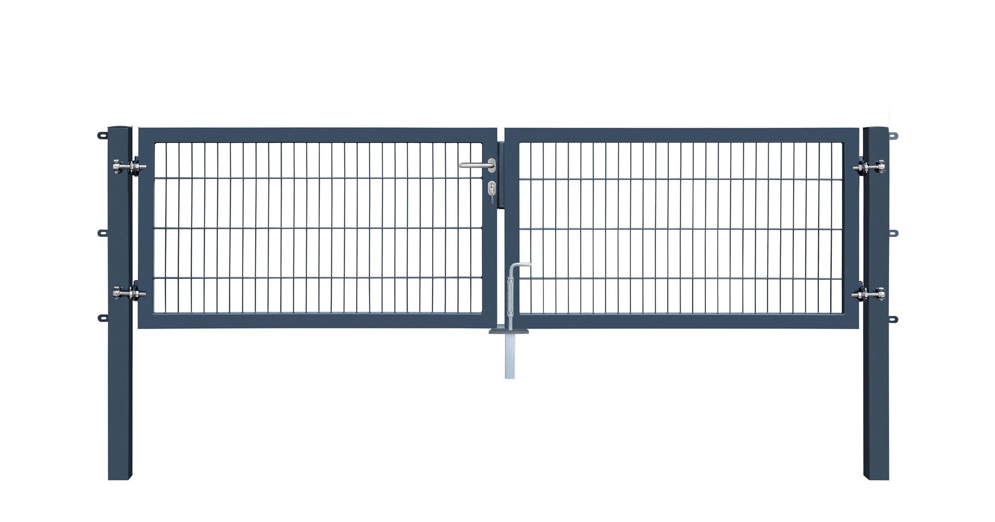 Gartentor 300 x 80 cm Doppelstabmatten Industrietor 2-flügelig 8/6/8 Anthrazit