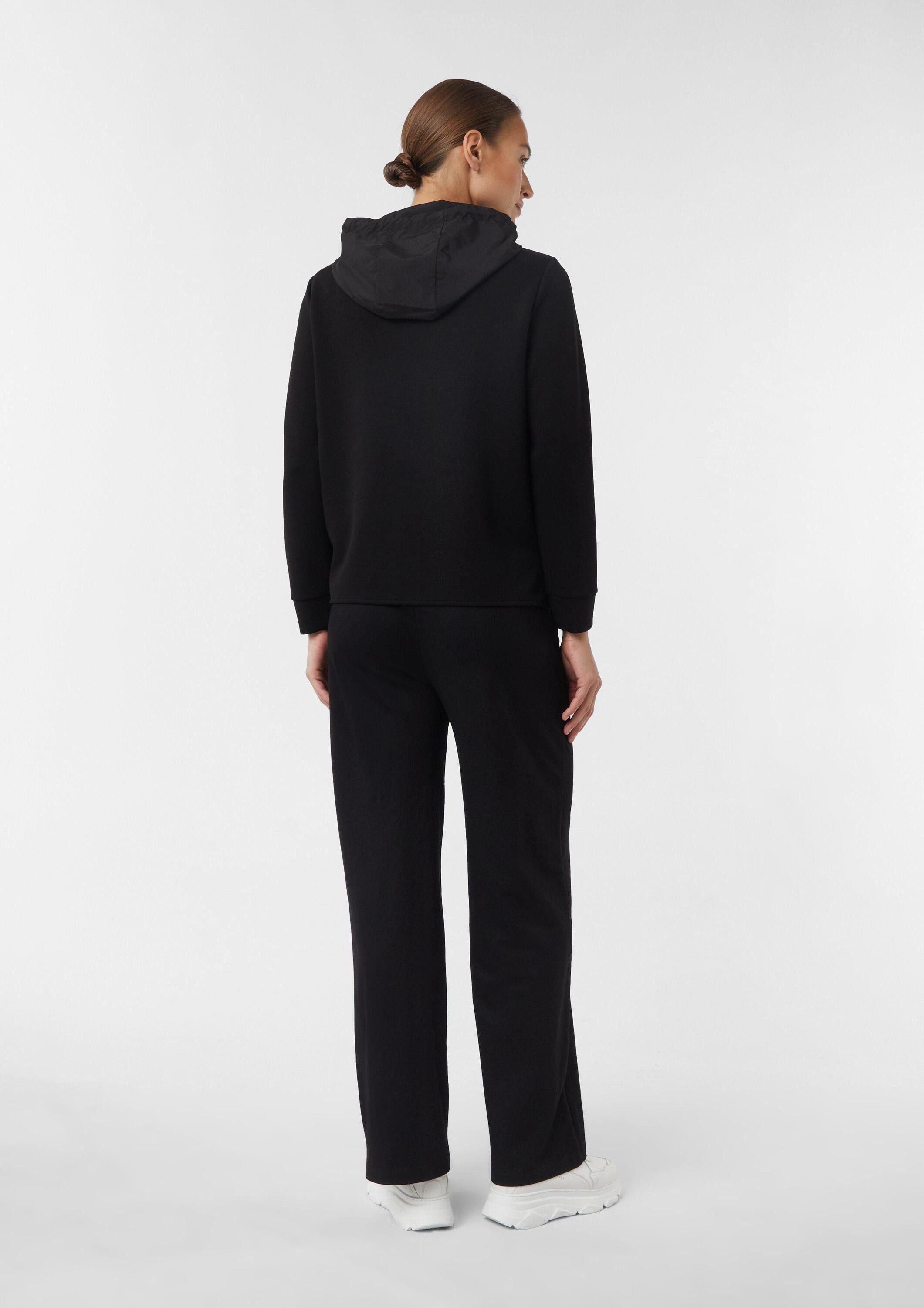comma Sweatjacke Sweatshirt Sweatshirtjacke im Fabricmix mit Brusttasche