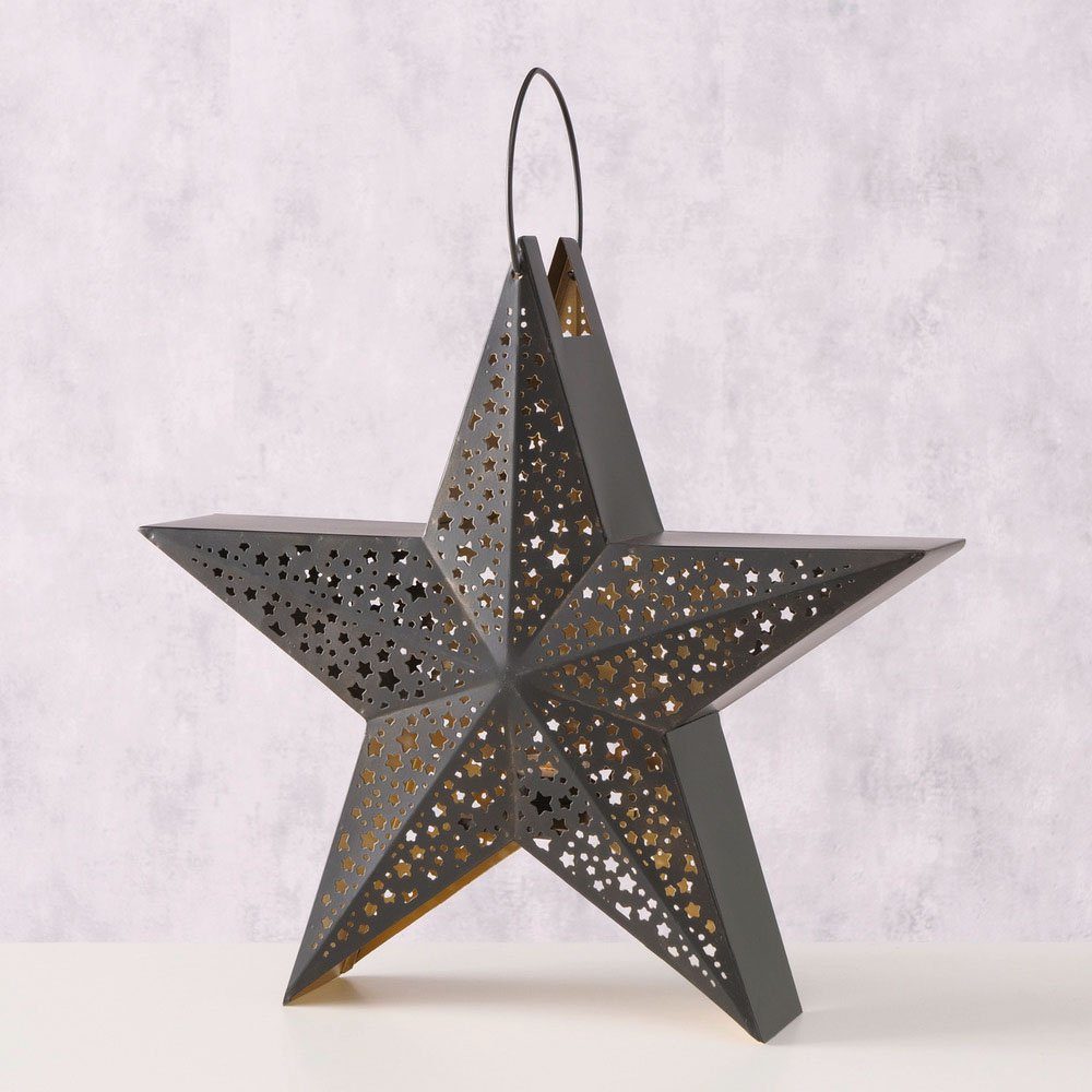 BOLTZE Windlicht Weihnachtsdeko, Weihnachtsstern mit verziert, Sternen Metall Eisen großer kleinen