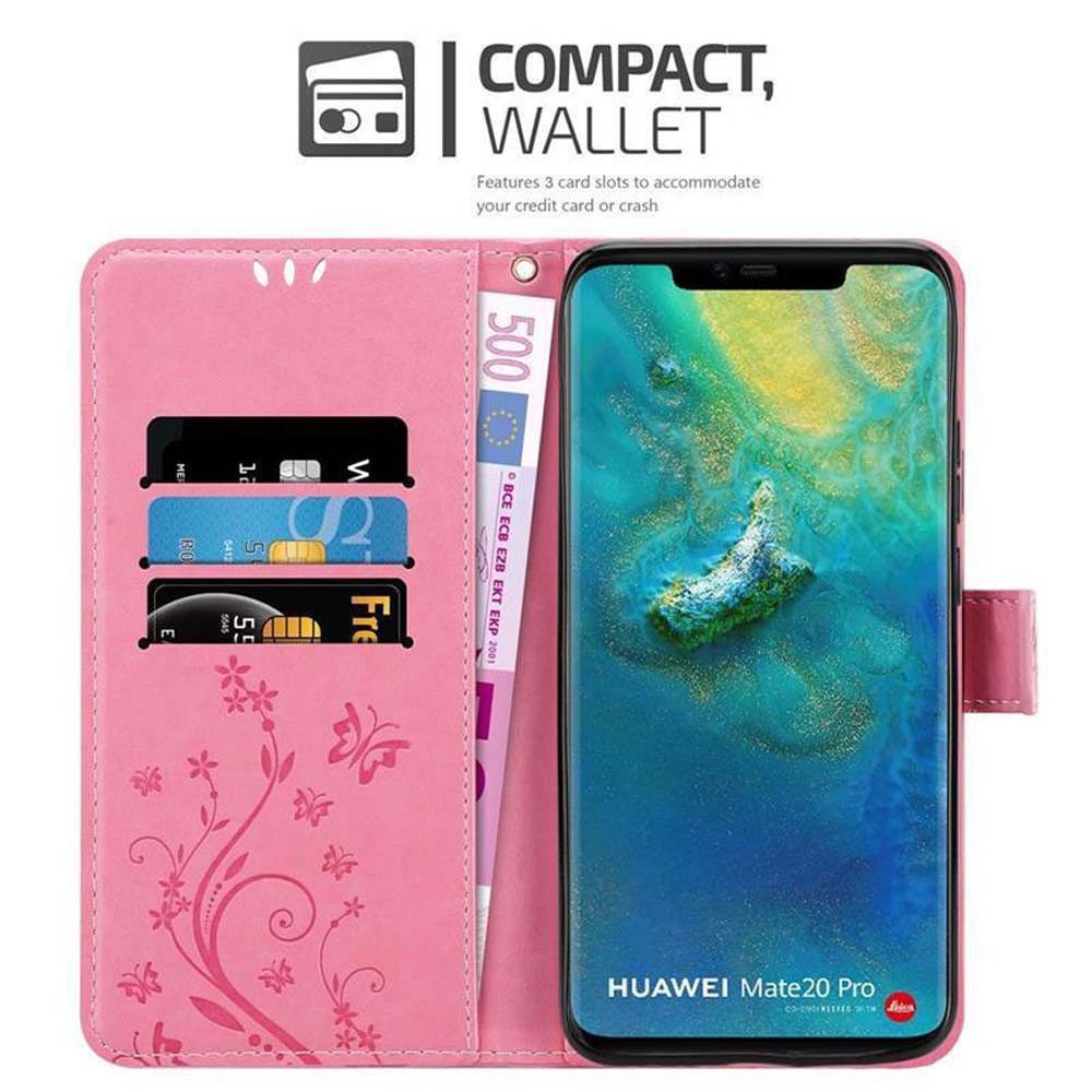 Cadorabo Handyhülle für Huawei MATE 20 PRO Hülle Huawei MATE 20 PRO, Hülle Schutzhülle Blumen Flower mit Standfunktion Kartenfach Magnet