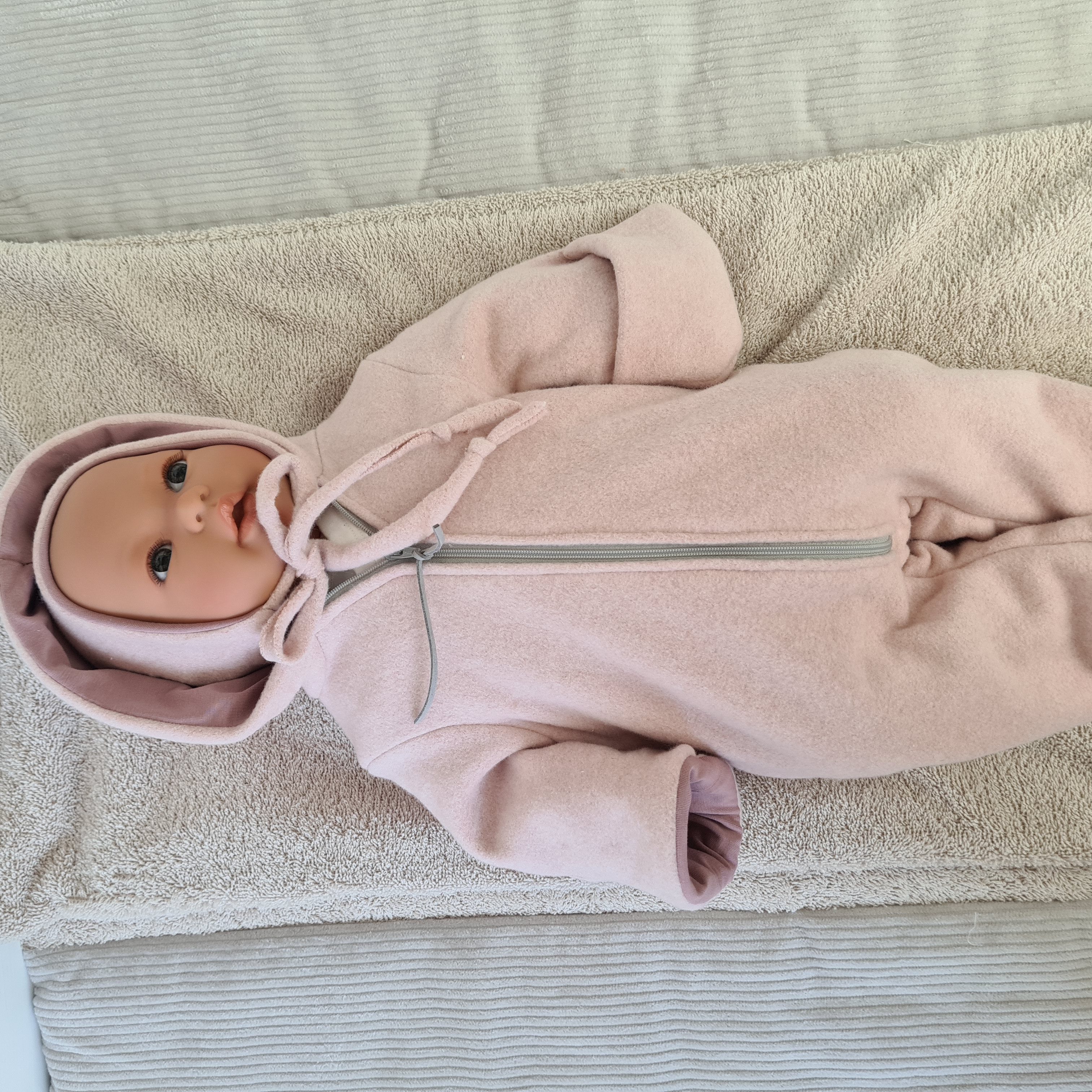 LittleANTunique Fleeceoverall Bio Baumwoll Fleeceoverall rosa und beige