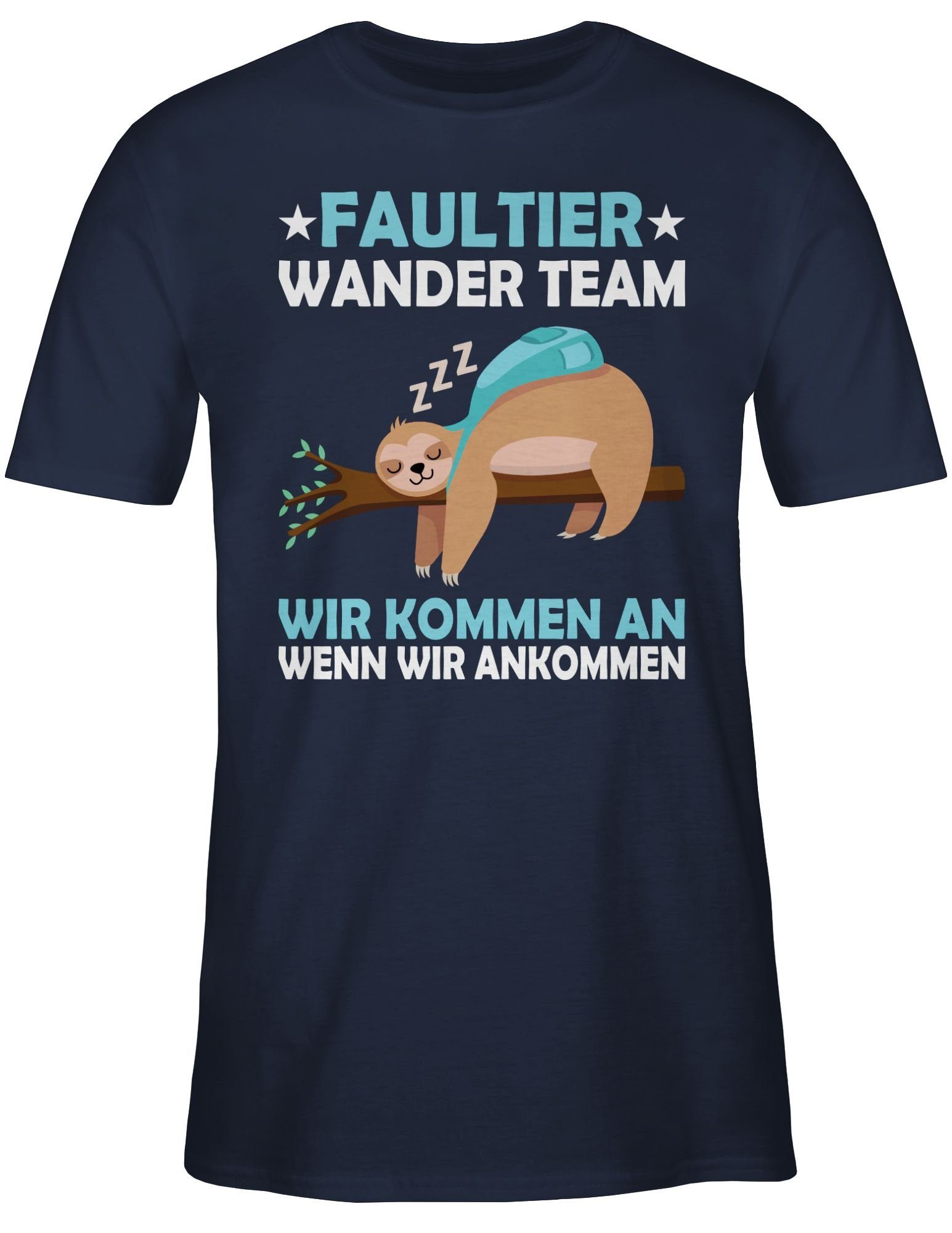 Shirtracer T-Shirt Faultier Navy Wander Sprüche Spruch Team Hiking Blau Statement mit 02