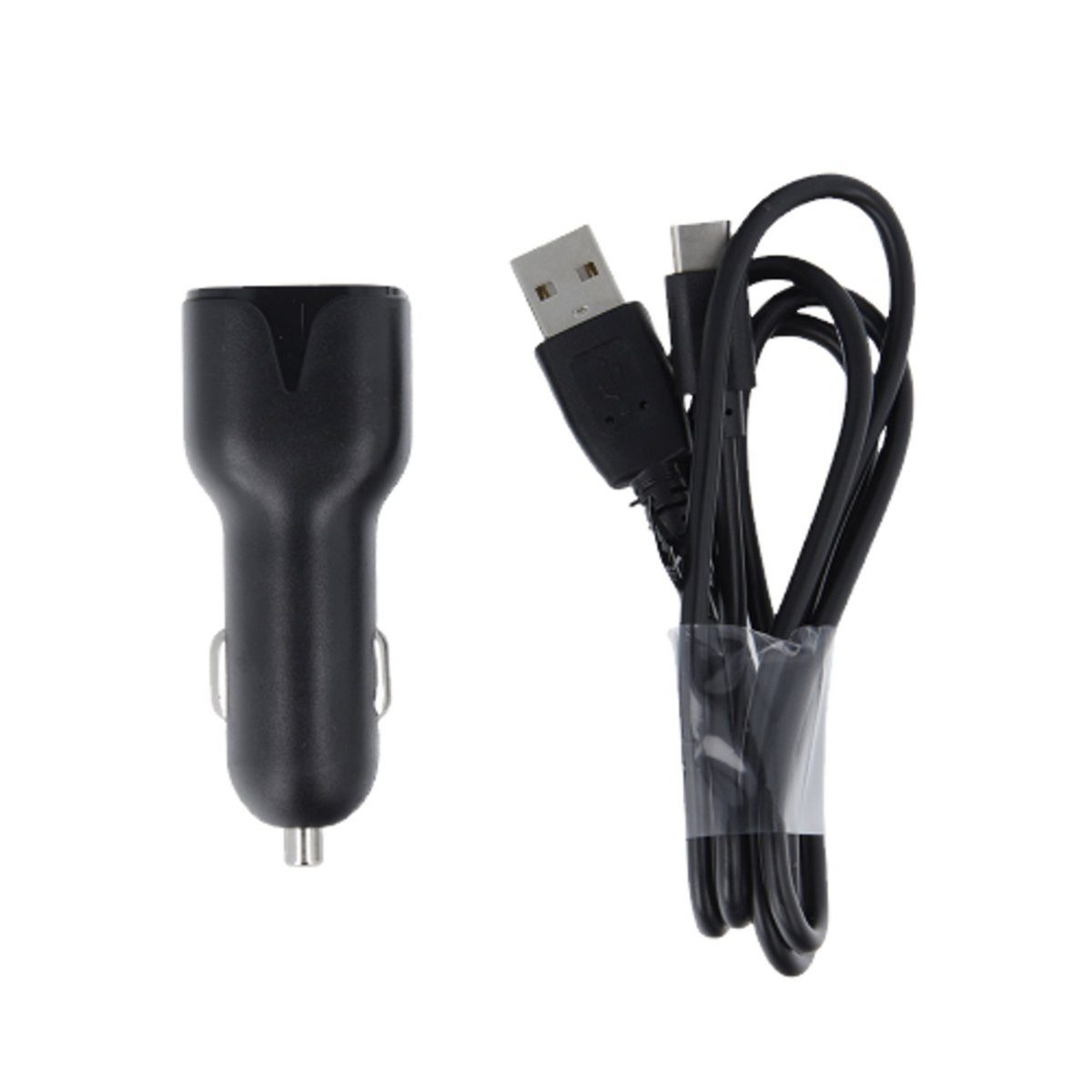 MaXlife Maxlife MXCC-01 Kfz-Ladegerät 2x USB 2,4A schwarz + USB-C-Kabel Smartphone-Ladegerät