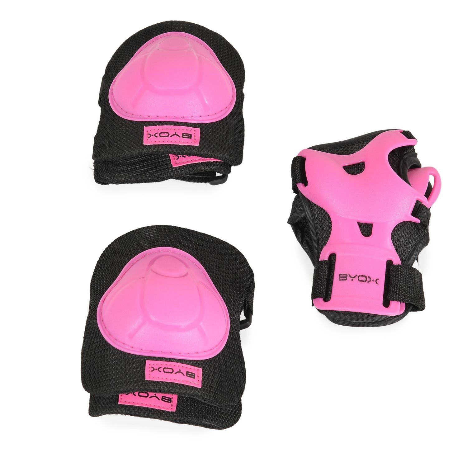 Protektoren und Protektoren-Set Knieschützer Byox H110, Schutzausrüstung Handgelenk- Ellenbogen- pink