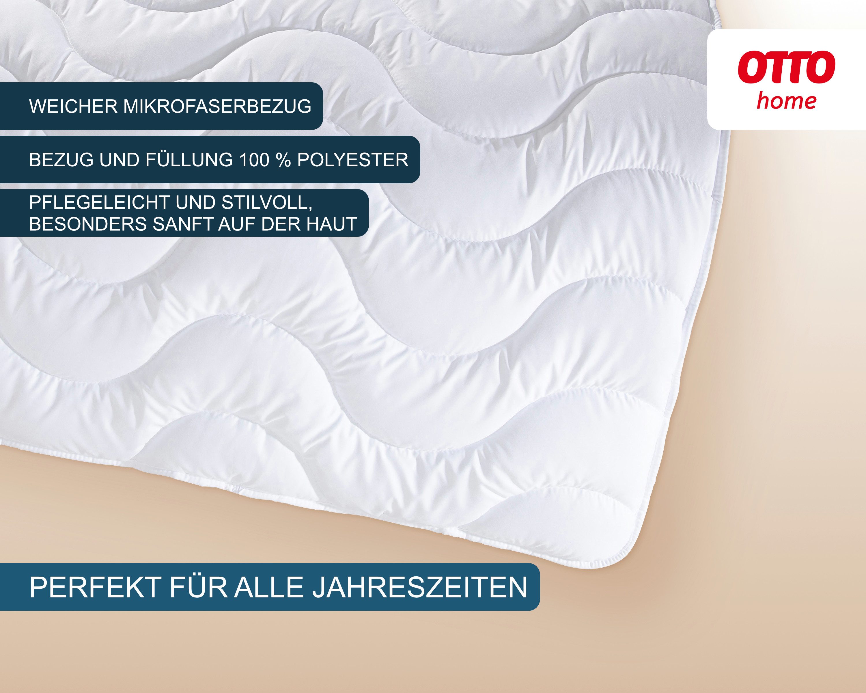 OTTO home Microfaserbettdecke Mailo Bettdecke 135x200 cm, 155x220 cm, Füllung: Polyester, Bezug: Microfaser-Feinbatist, Sommer, Winter, Decke, kuschelweicher Mi – Bild 2 von 5