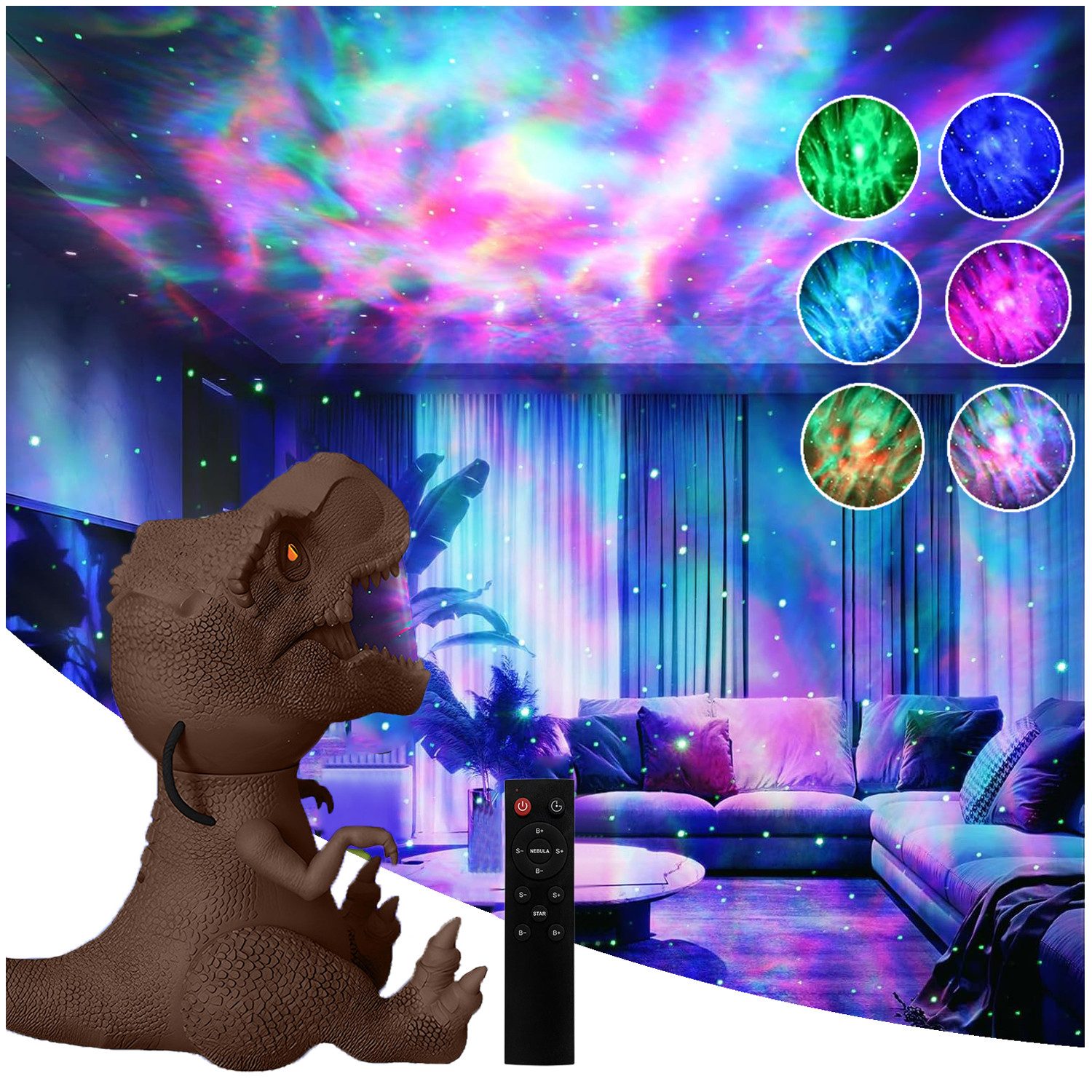 Rosnek Projektionslampe Sternenhimmel Projektor Dimmbar, Dinosaurier Nachli günstig online kaufen