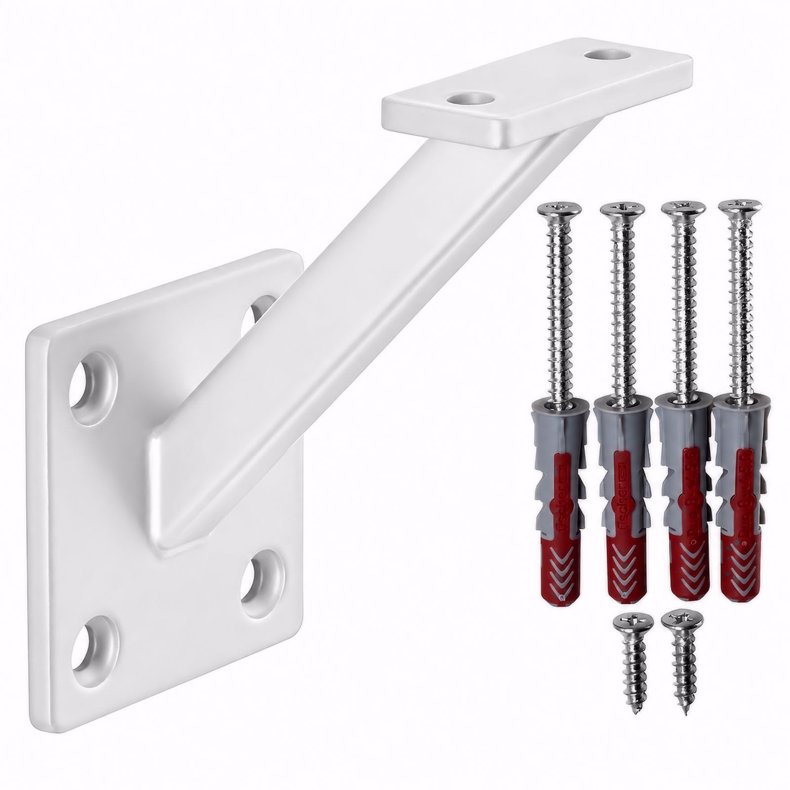 SO-TECH® Handlauf Handlaufhalter VECTOR 45° Geländerhalter eckig 58x96x75 mm, (1 St), Stahl weiß pulverbeschichtet Halter für Treppengeländer