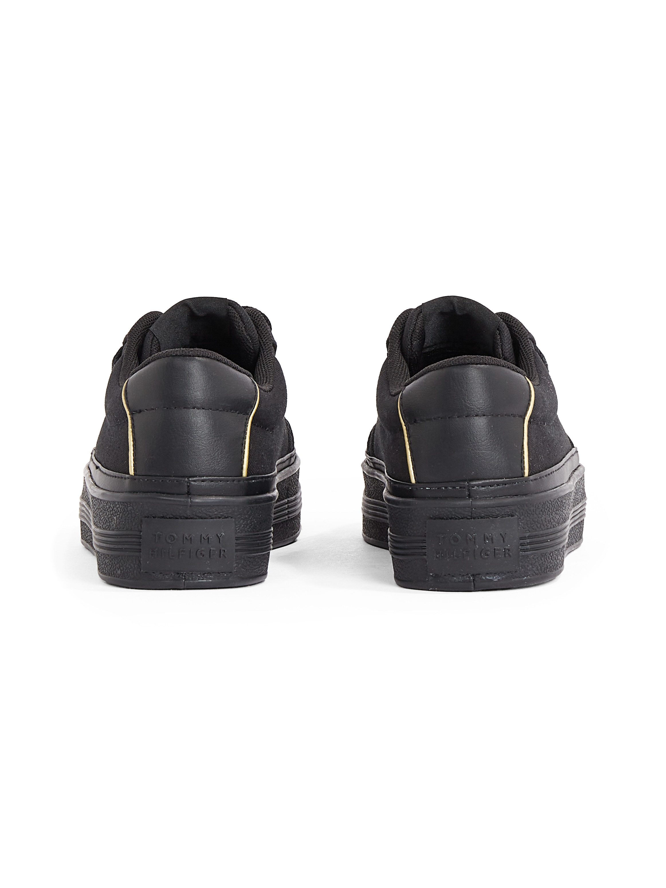 Tommy Hilfiger ESSENTIAL VULC TEXTILE SNEAKER Plateausneaker, Freizeitschuh, Halbschuh, Schnürschuh mit goldfarbenen Details