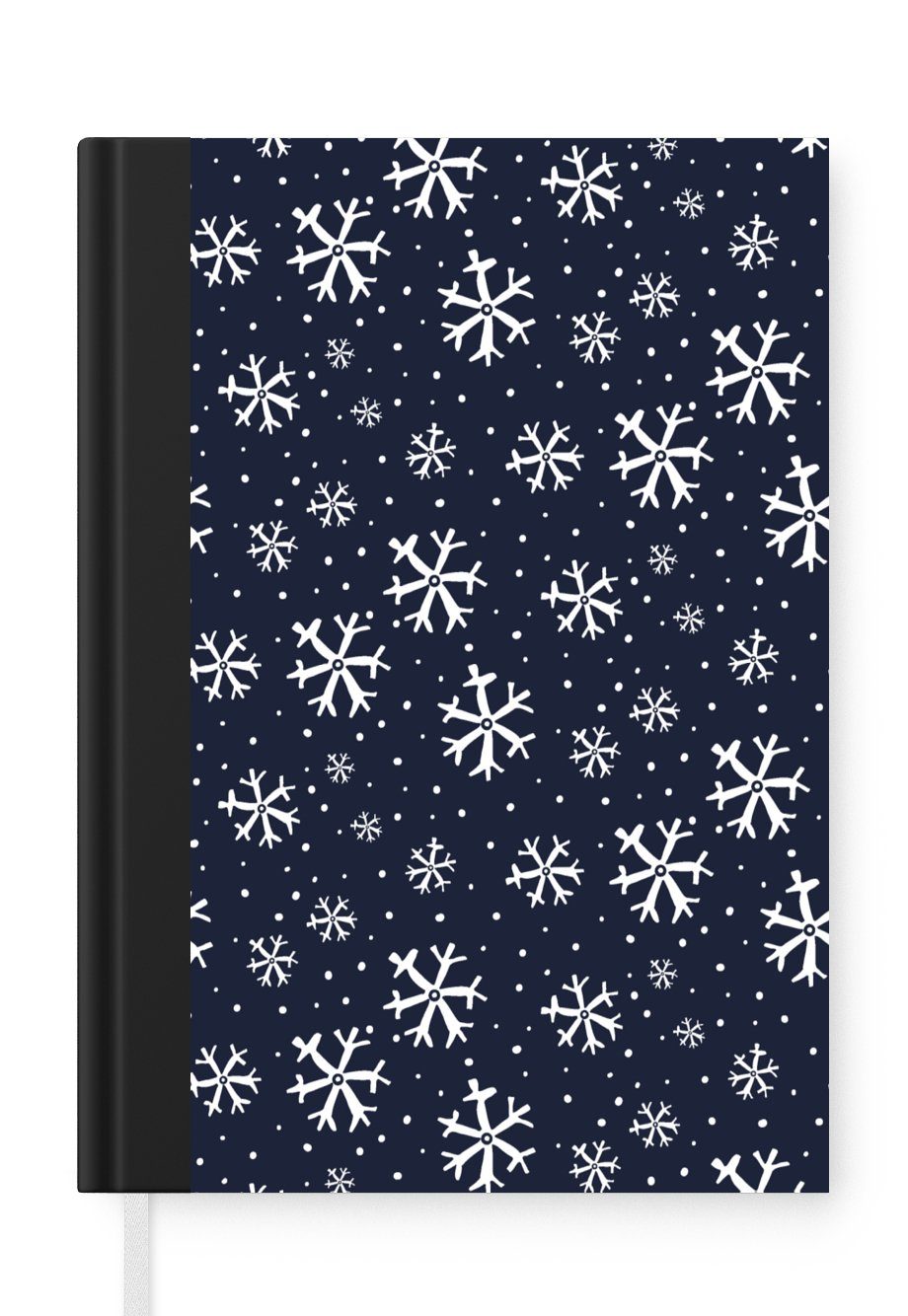 MuchoWow Notizbuch Winter - Schneeflocke - Muster, Journal, Merkzettel, Tagebuch, Notizheft, A5, 98 Seiten, Haushaltsbuch