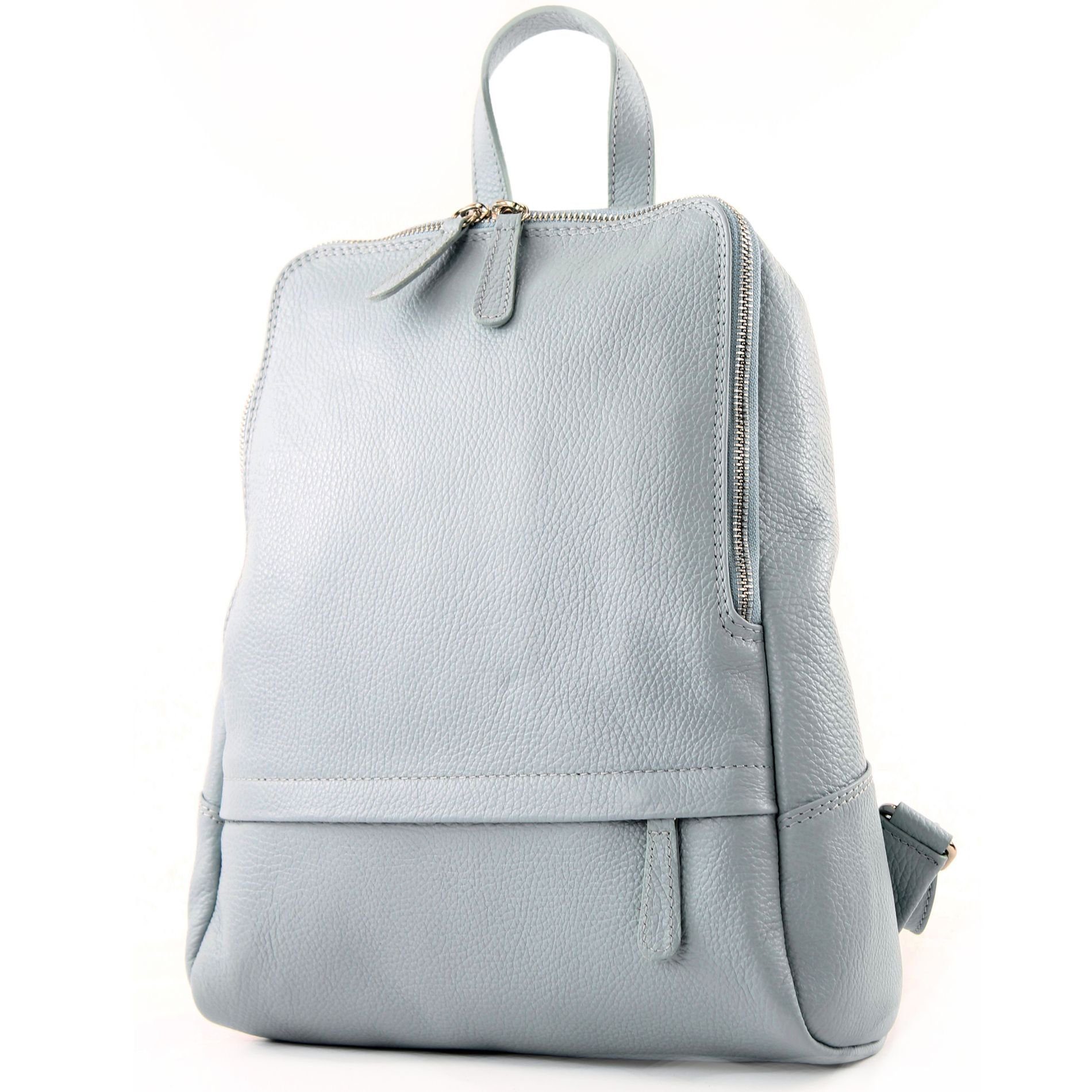 modamoda de Rucksack T138v3, Echtleder Handmade in Italy Eisblau2021