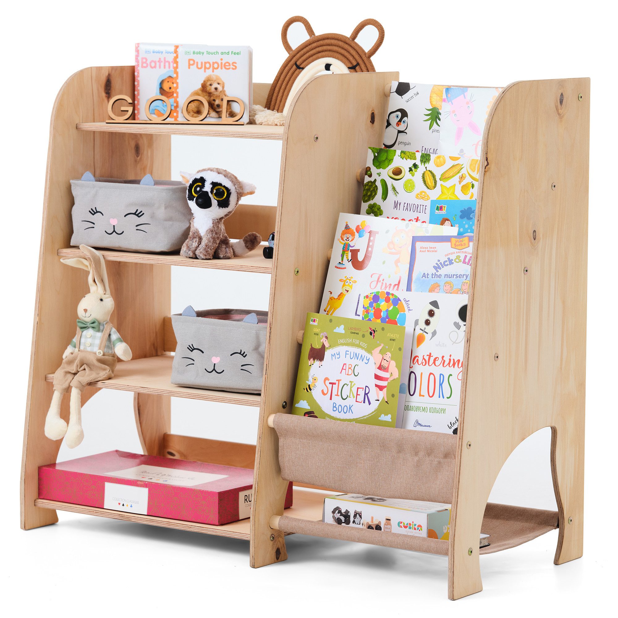 Goodevas Kinderregal Holz-Bücherregale Funktionaler Spielzeugorganisator fü günstig online kaufen