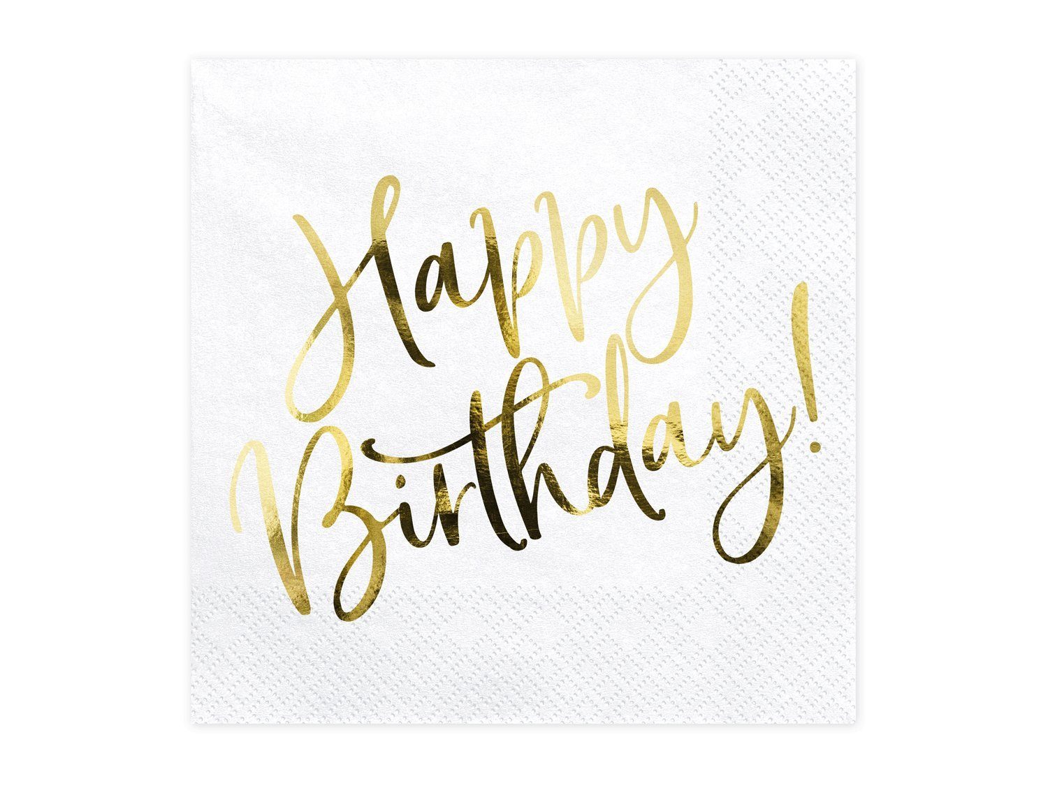 partydeco Papierserviette, Салфетки Happy Birthday 33x33cm 20 Stück, weiß / gold