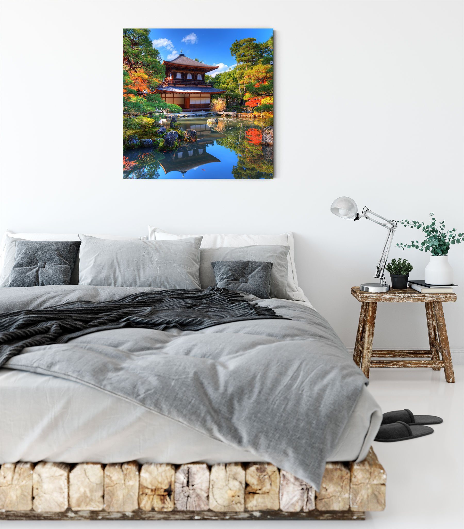 Pixxprint Leinwandbild Ginkaku-ji-Tempel in Kyoto, Ginkaku-ji-Tempel in Kyoto (1 St), Leinwandbild fertig bespannt, inkl. Zackenaufhänger