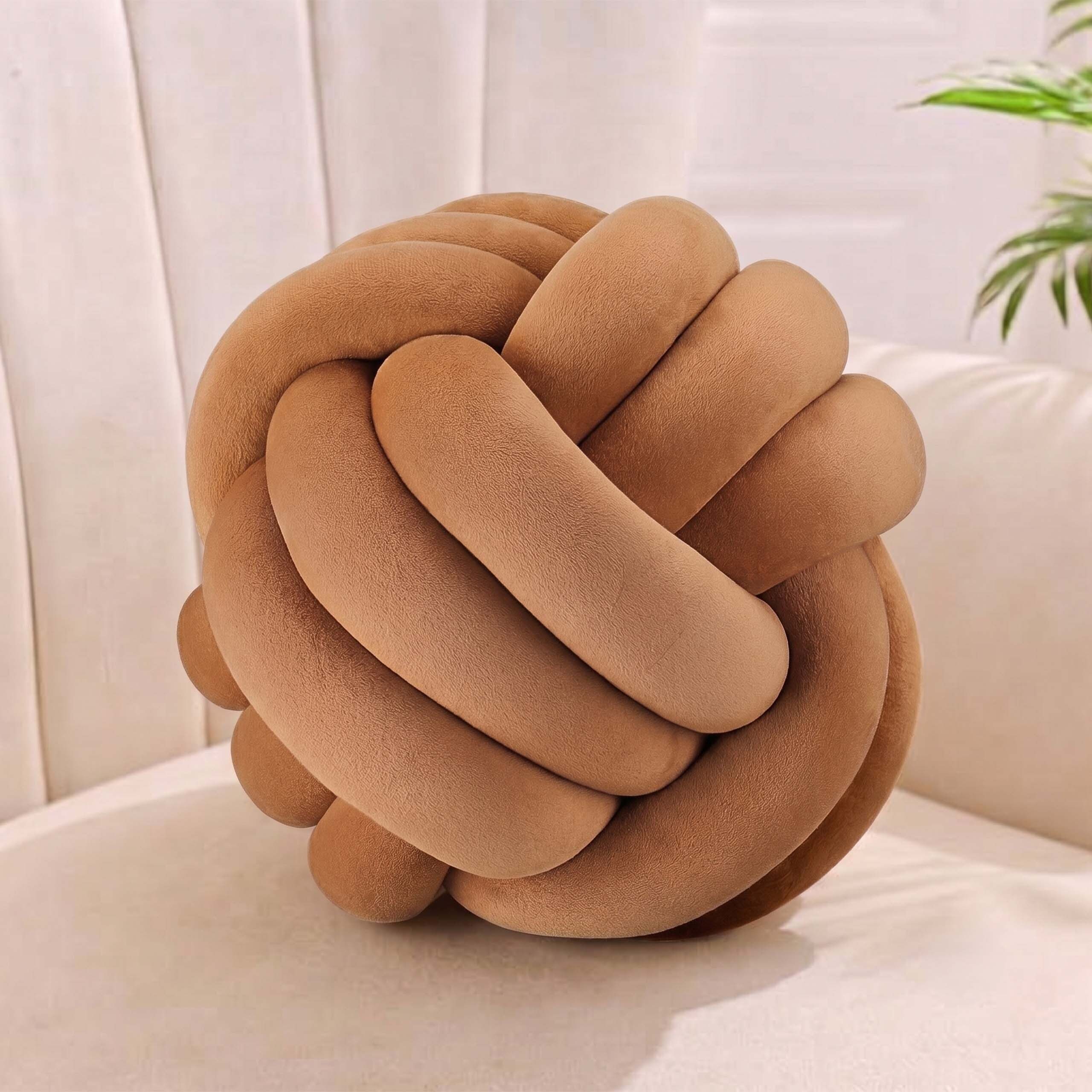 relaxdays Dekokissen Knotenkissen, braun