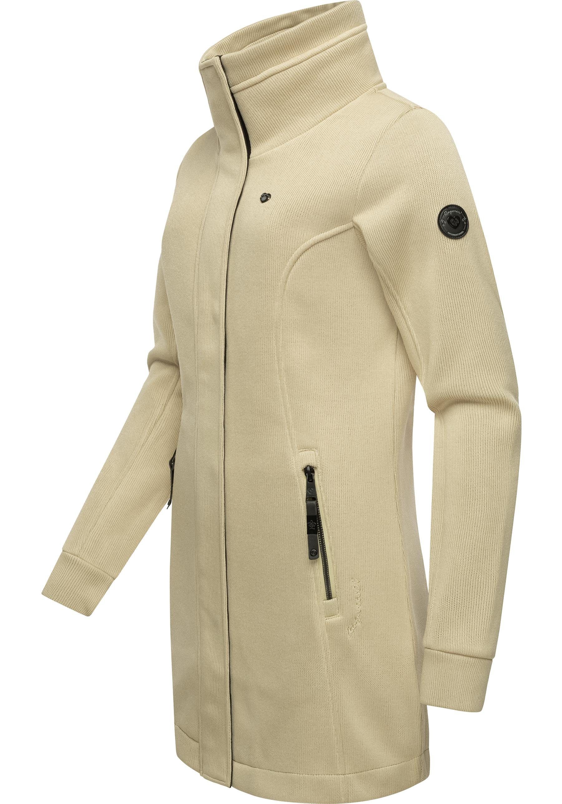 Ragwear Sweatjacke Letrice Bonded Elegante Zip-Jacke mit hohem Kragen in Feinstrickoptik