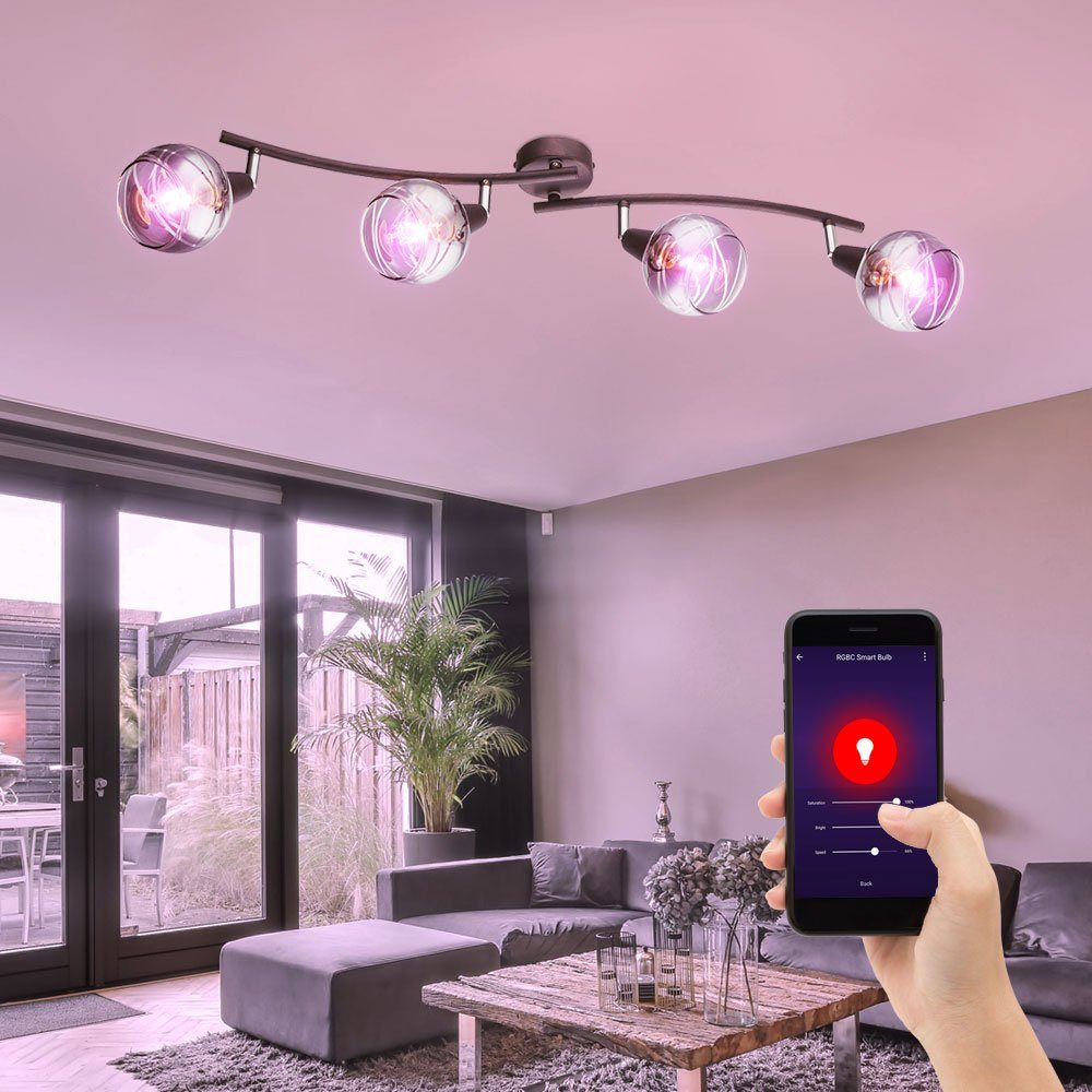 etc-shop Smarte LED-Leuchte, Smart Spot Leiste dimmbar Decken Leuchte Glas Lampe