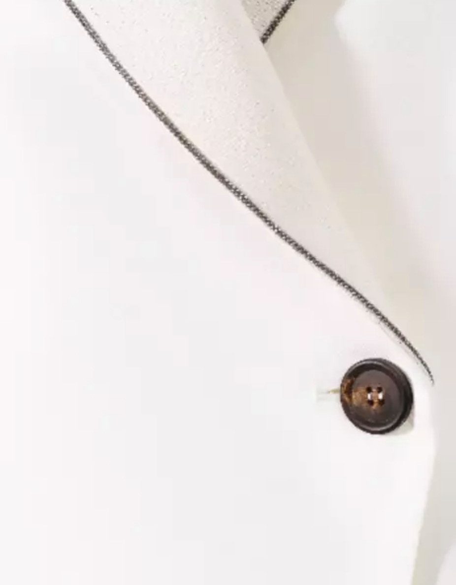 BRUNELLO CUCINELLI Jackenblazer Sakko Jacke mit Perlenverzierung und Metallic-Crêpe-Besatz Schimmernde Metallic-Crepe-Revers für einen Tuxedo-inspirierten Look