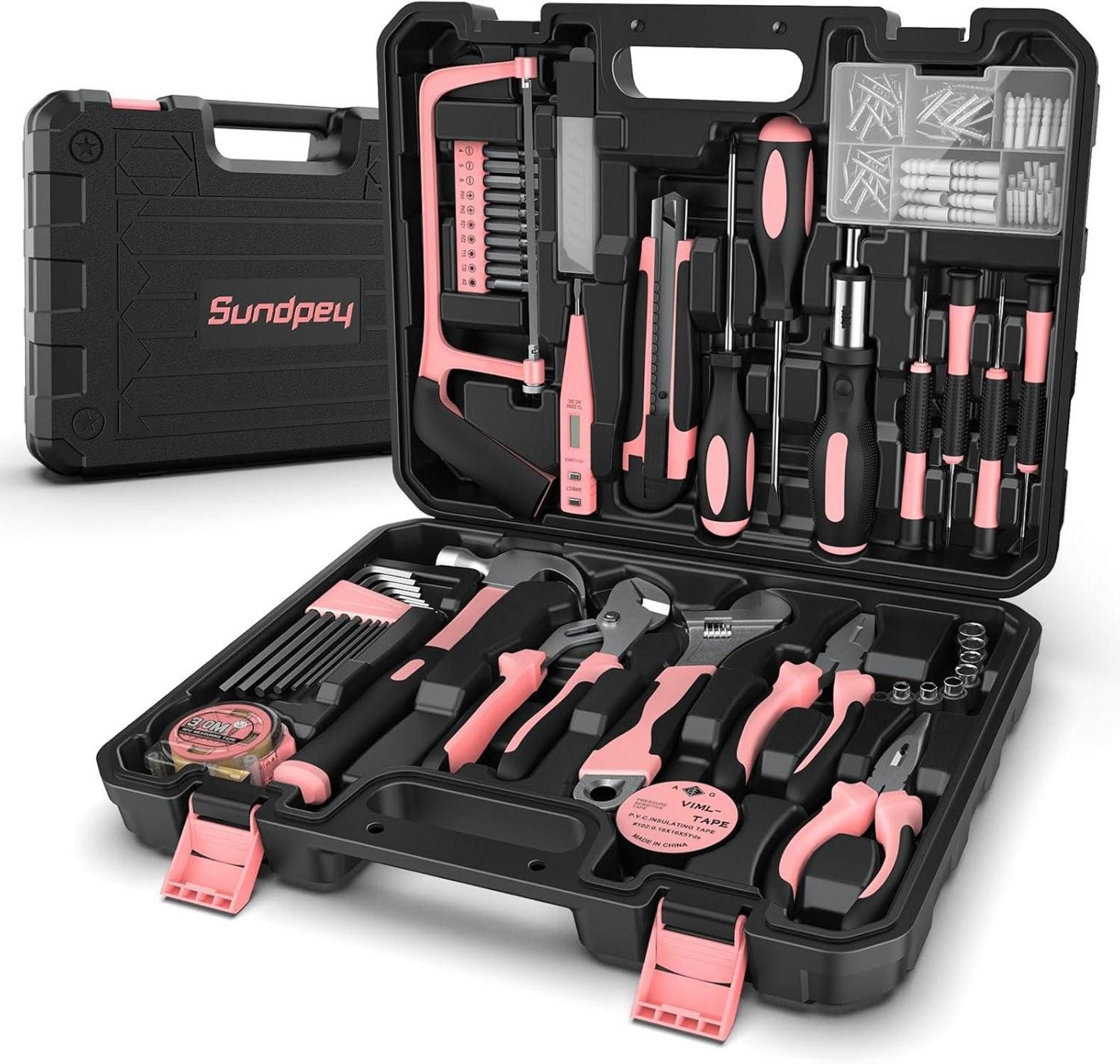 LuxusKollektion Multitool Werkzeugkoffer 148tlg Profi Haushalts-Werkzeugkoffer Rosa