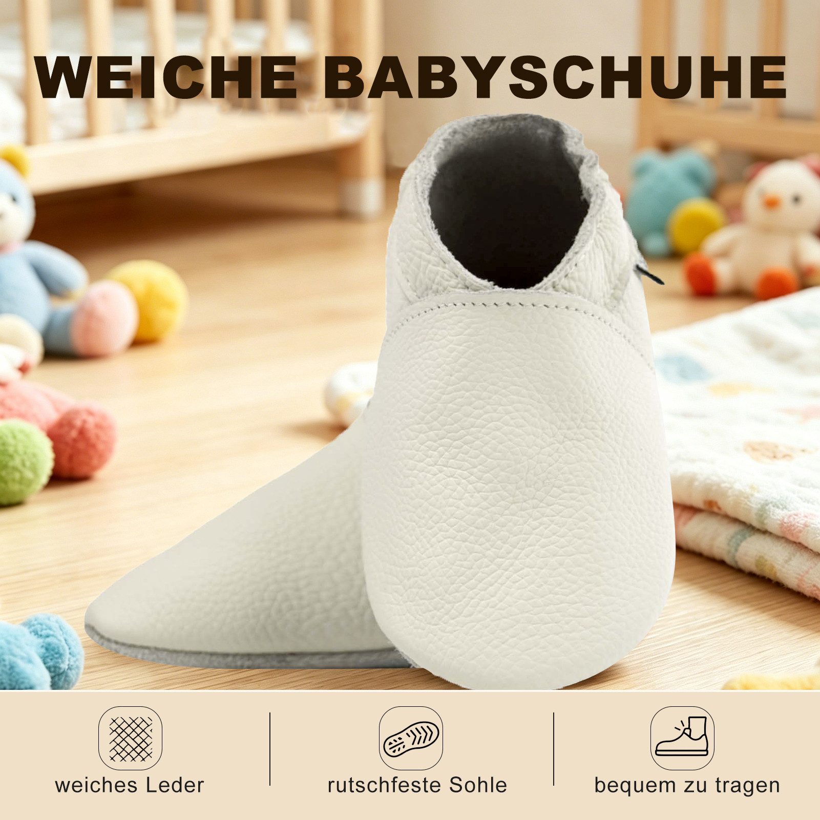 Bemesu Baby Lauflernschuhe Leder Wildledersohle handgemacht Krabbelschuh
