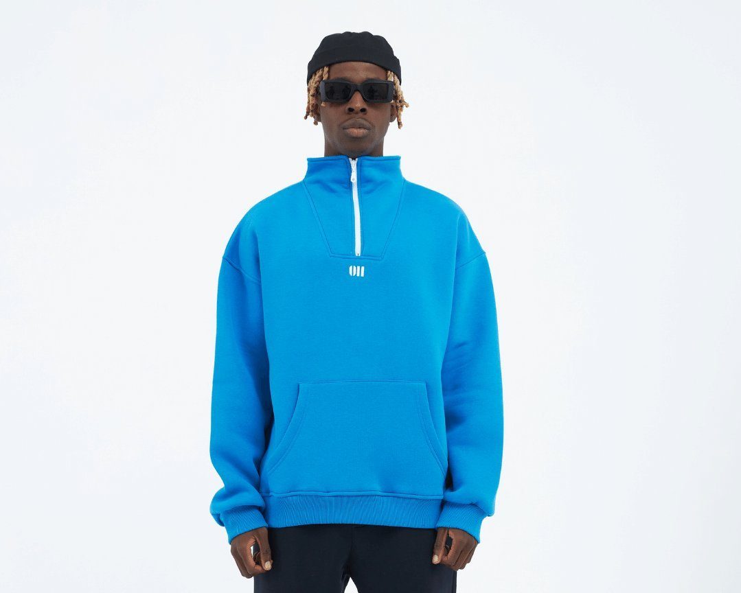 Longsweatshirt Zipper Hoodie Sweater Cotton Sweatshirt Reißverschluss Drop Shoulder