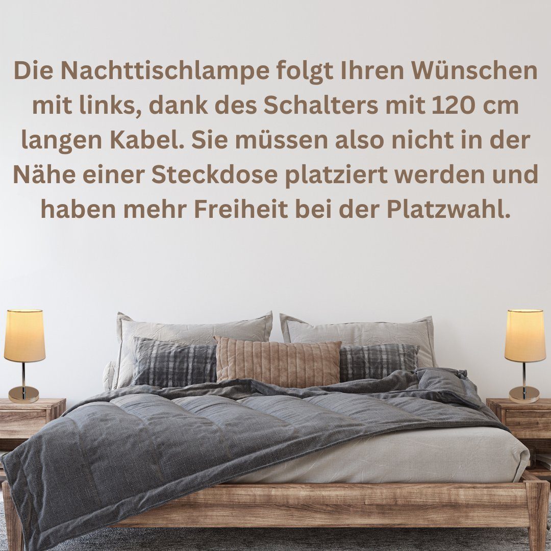 Lichthandel Hoch LED Tischleuchte Nachttischlampe 2er Set Nachttischleuchte für Schlafzimmer Tischlampe, LED wechselbar, warmweiß, LED – Bild 4 von 5