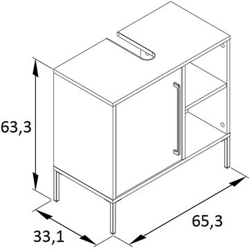 Lomadox Badmöbel-Set KELLA-80, (Spar-Set, 3-St), inkl. Beleuchtung und Hochschrank in waldgrün 120,8/200/33,1 cm