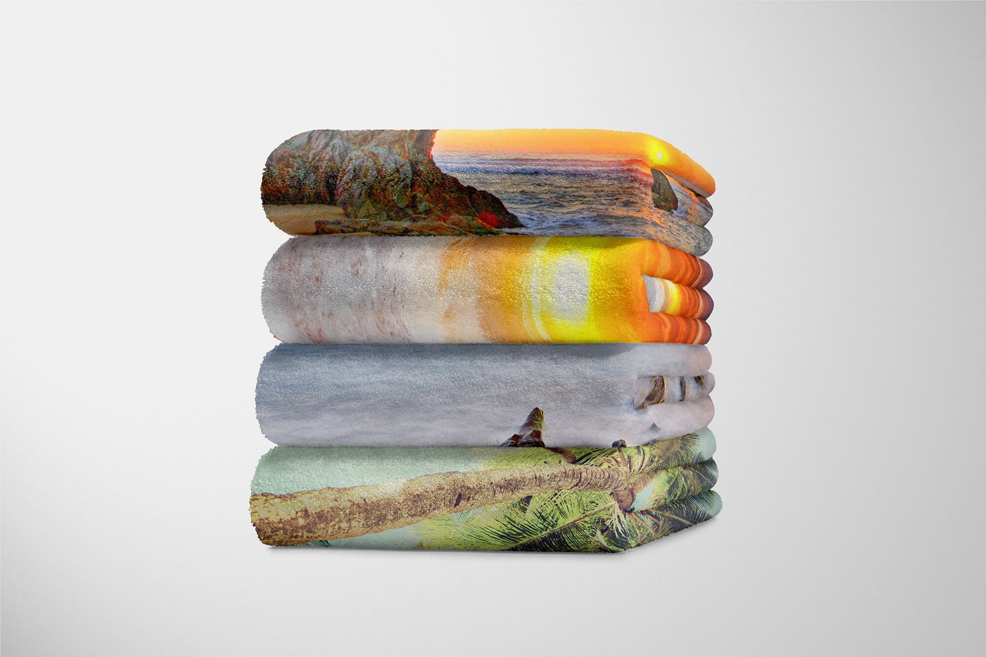 (1-St), Fotomotiv Saunatuch Handtücher mit Strandhandtuch Kunstvoll, Sinus Baumwolle-Polyester-Mix Art Kuscheldecke Horizont Handtuch Handtuch