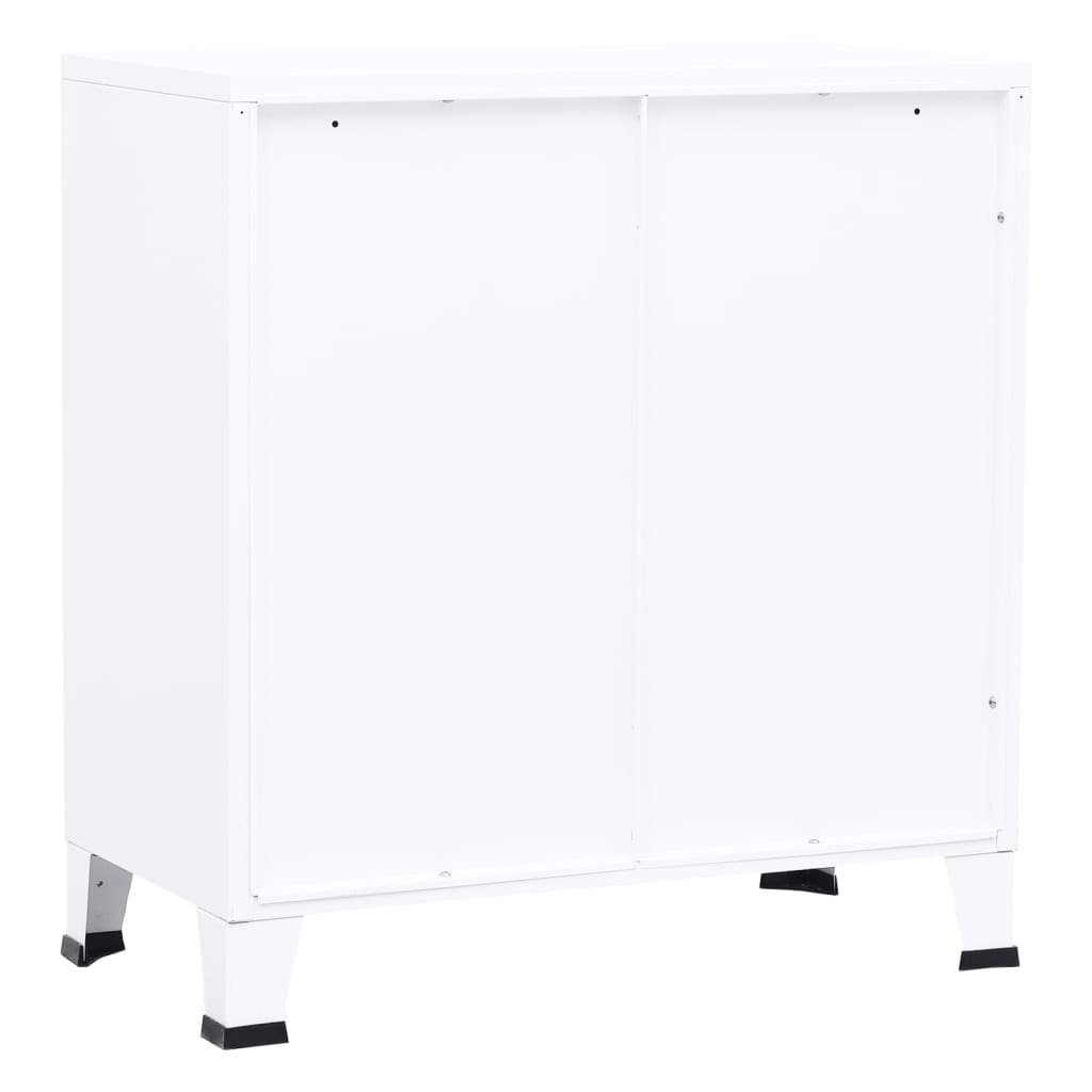 vidaXL 75x40x80 (1 cm St) Industrial Aufbewahrungsbox Weiß Aufbewahrungstruhe Stahl