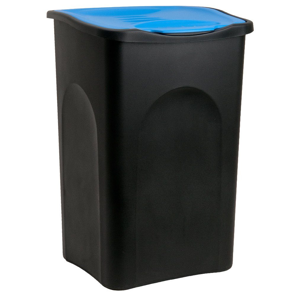 Stefanplast Mülleimer, 50 L Abfallbehälter 56x37x39cm Papierkorb Mülltrennung schwarz/blau