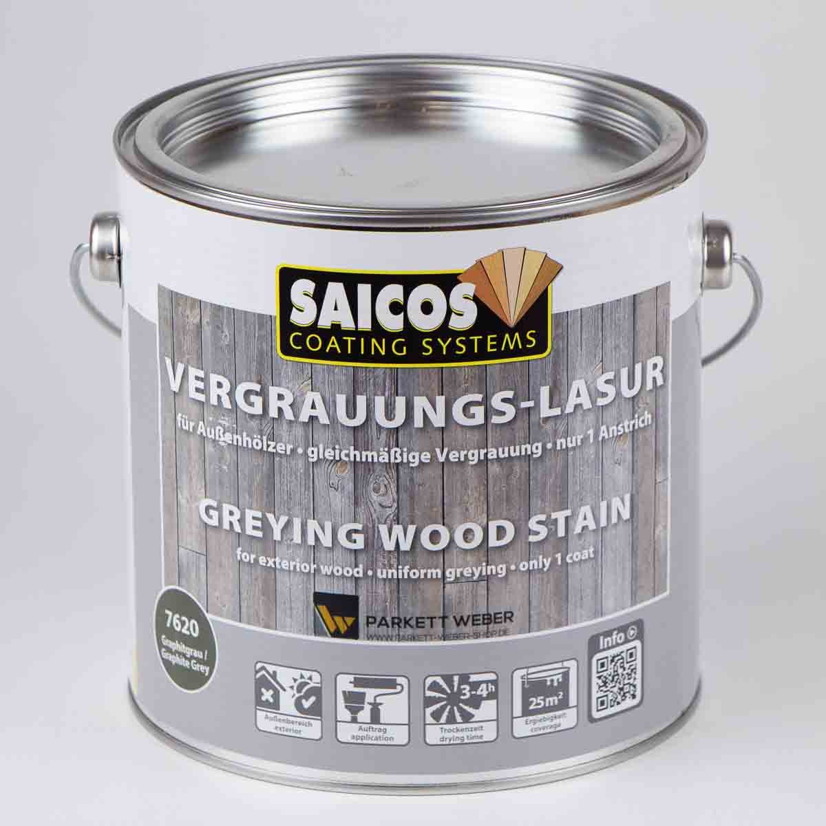 Saicos Holzöl Saicos Vergrauungs-Lasur Graphitgrau (7620) 2,5 Liter