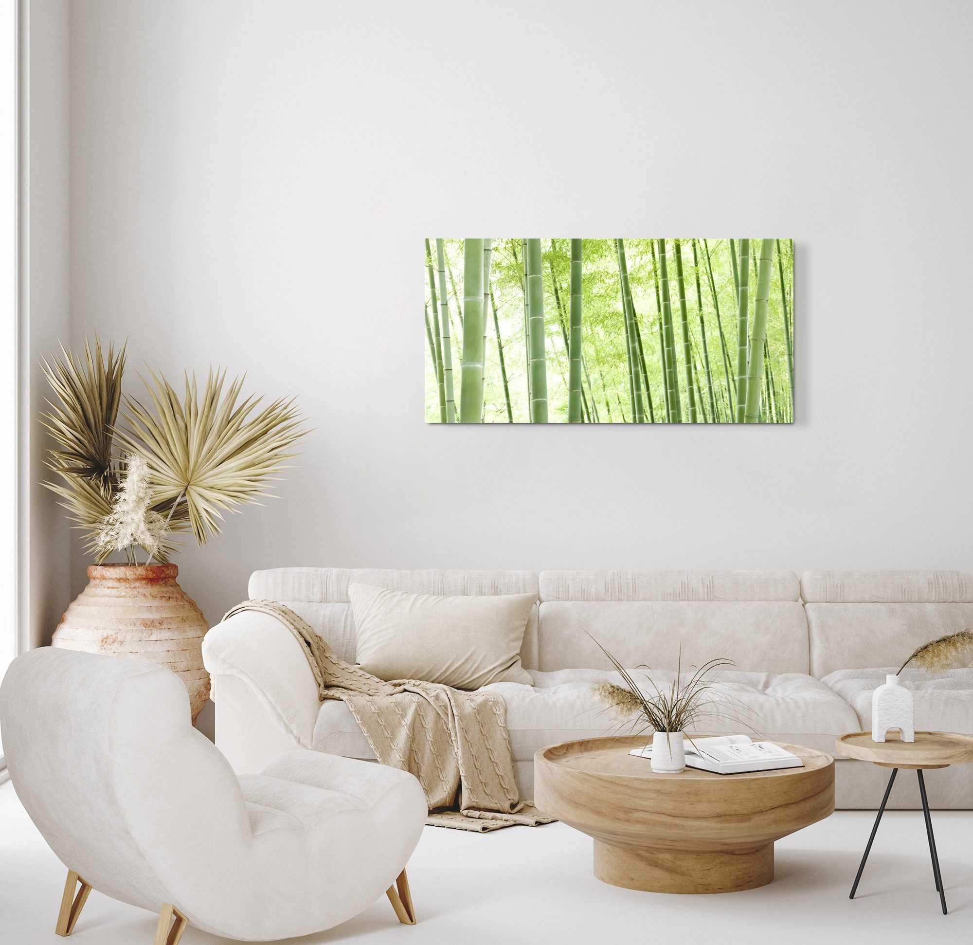 Sinus Art Leinwandbild Kunstdruck Bilder 120x60cm Bambus Bambuswald Asien Natur Grün, (1 St)