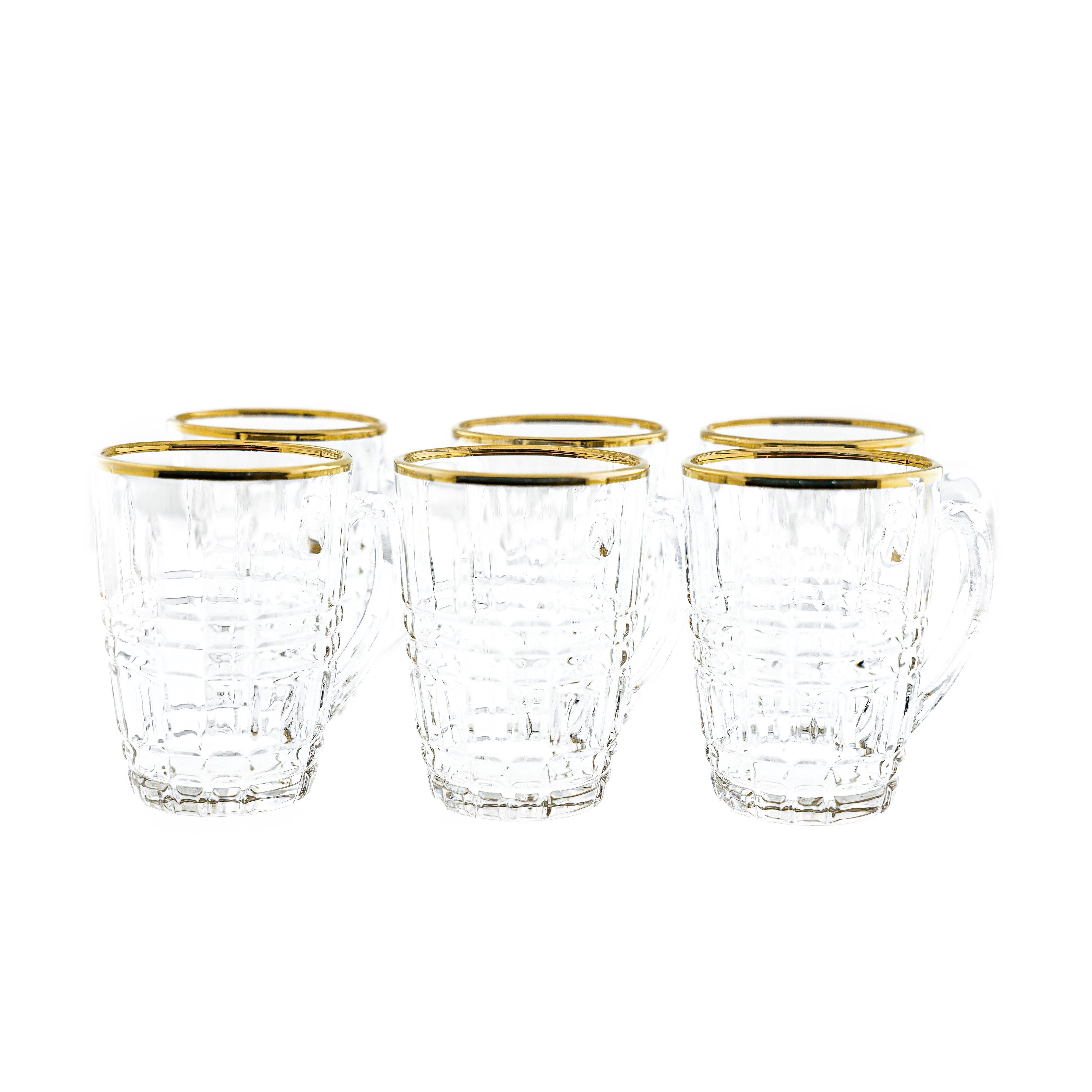 Sunay Teeglas 6er Gläser-Set mit Henkel 203 ml Transparent mit Muster – Bild 3 von 5