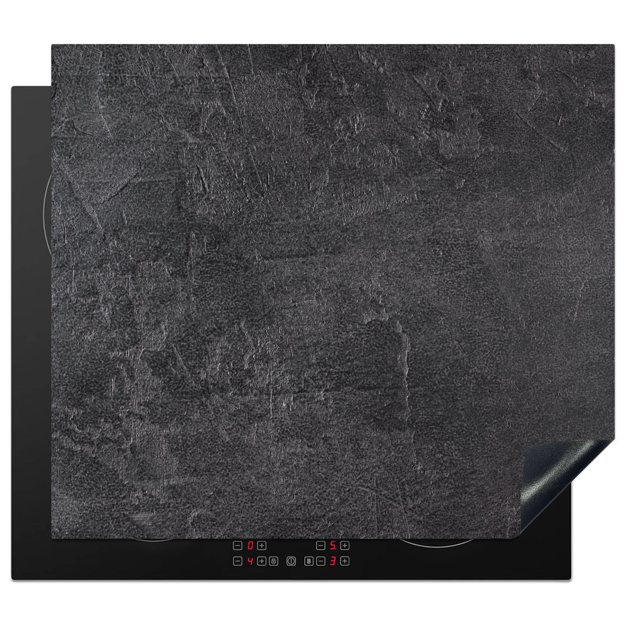 60x52 tlg), Vinyl, Grau Industrie, Herdblende-/Abdeckplatte Naturstein nutzbar, - - MuchoWow (1 - Arbeitsfläche Mobile Ceranfeldabdeckung Beton - cm, Schiefer