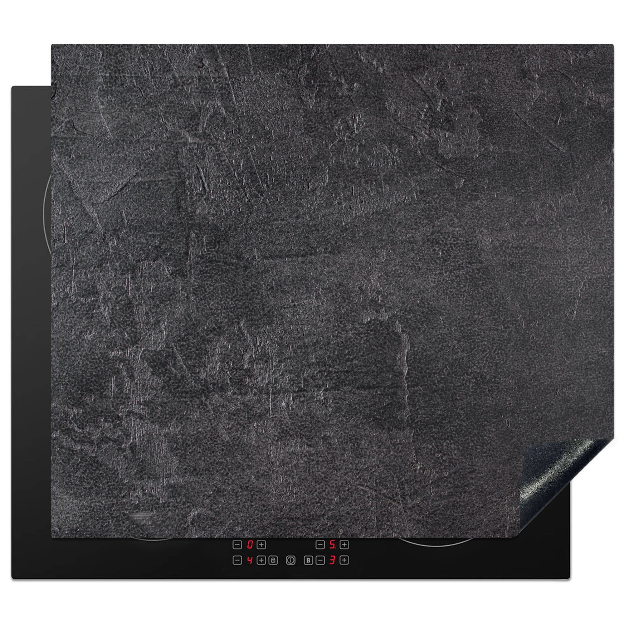 MuchoWow Herd-Abdeckplatte Schiefer - Beton - Naturstein - Grau - Industrie, Vinyl, (1 tlg), Ceranfeldabdeckung Küche, Herdabdeckplatte Einteilig, 60x52 cm