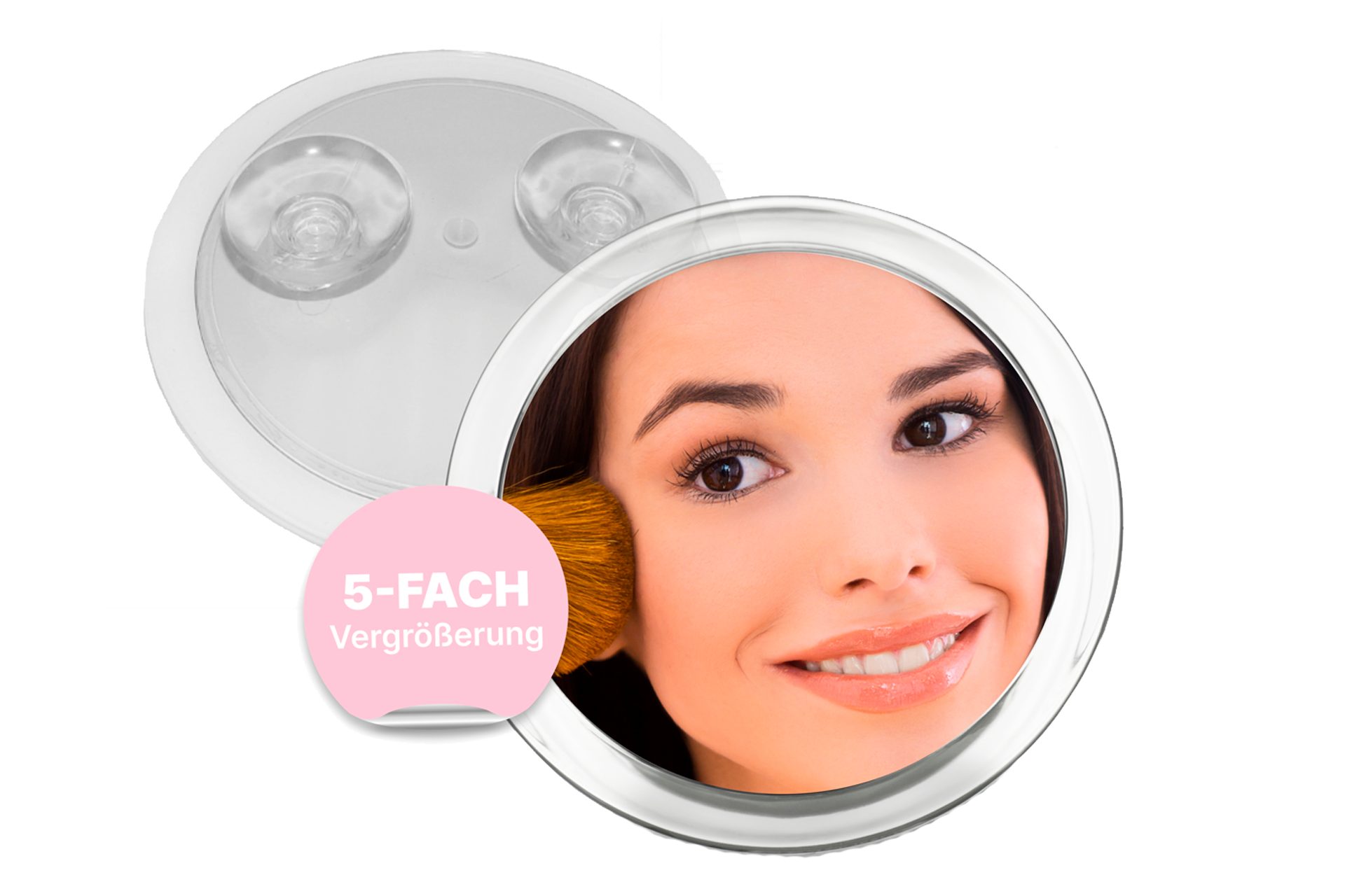 Fantasia Beauty Badspiegel Spiegel mit 2 Saugnäpfen, Kunststoff, 5-fach-Vergrösserung, Ø 15 cm (1-St), 5-fach Vergrösserung