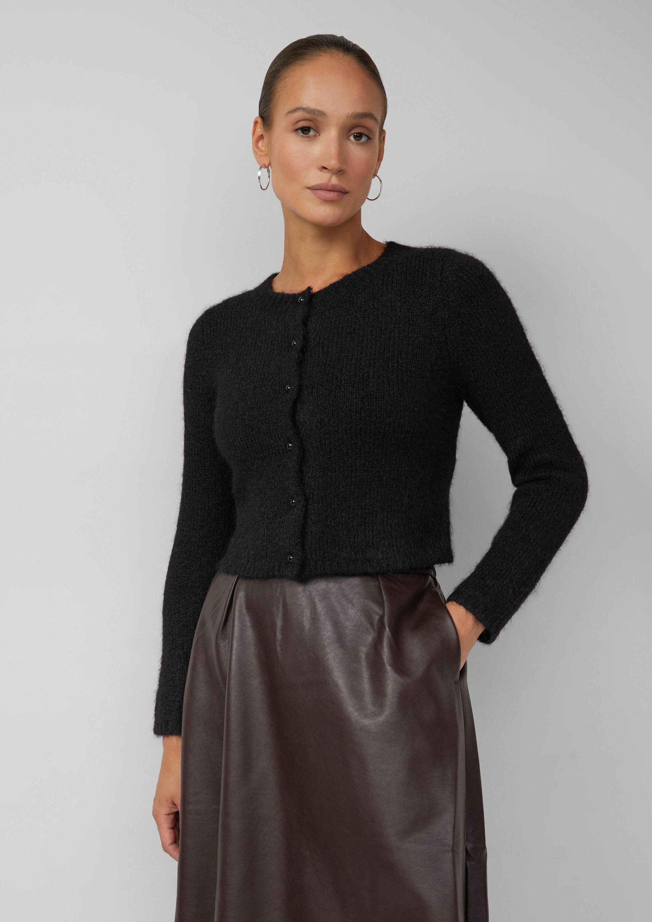 s.Oliver Cardigan Strickjacke Kurzer Strick-Cardigan mit Wolle günstig online kaufen