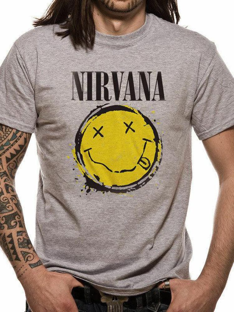 Nirvana Print-Shirt NIRVANA T-SHIRT Herren grau oder Schwarz L XL XXL günstig online kaufen