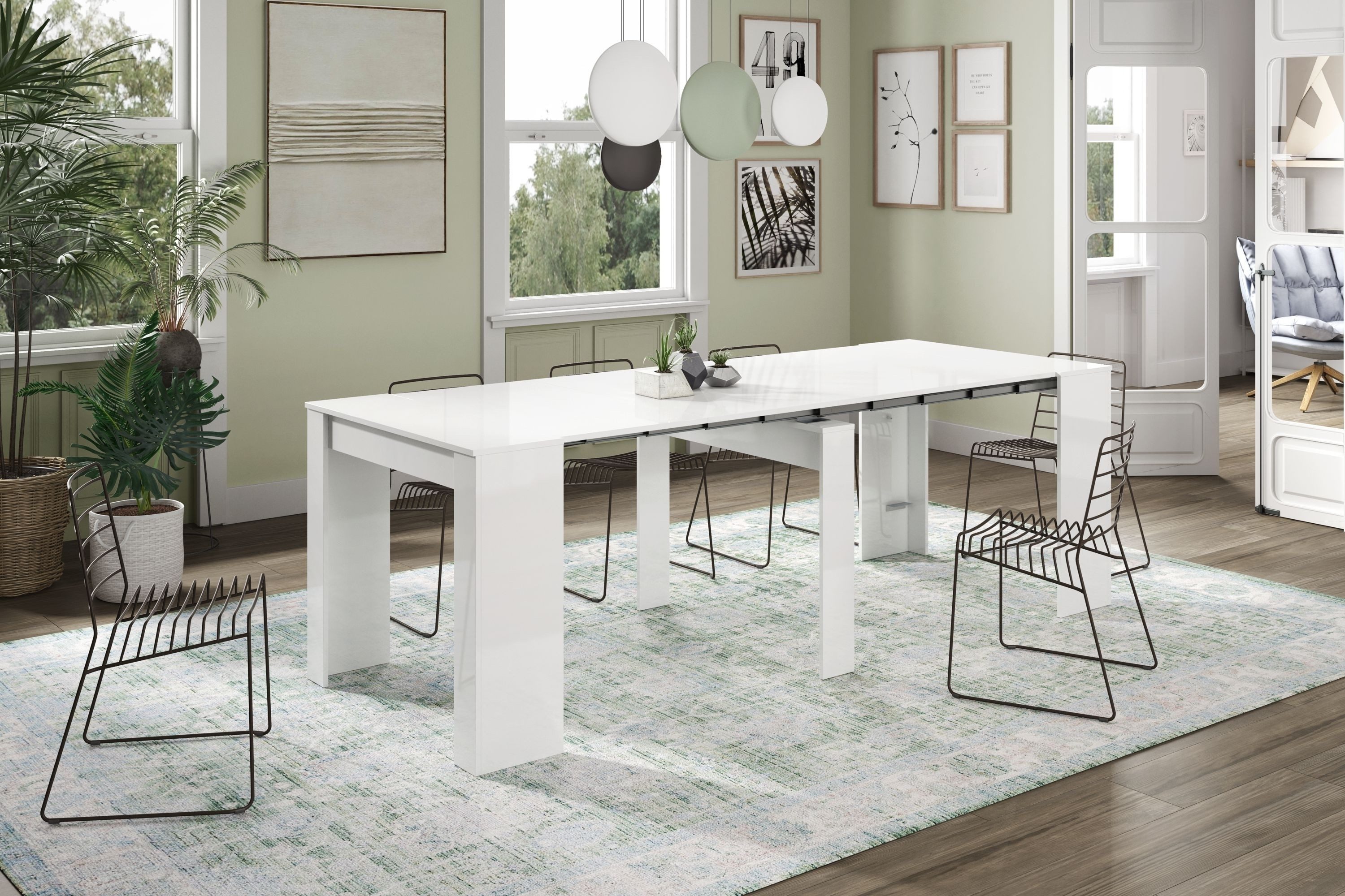 freiraum Kulissentisch Consola, ausziehbar in weiß glänzend - 90(237)x78x51 günstig online kaufen