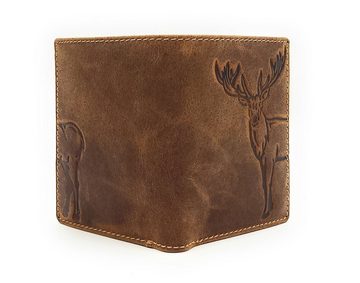 JOCKEY CLUB Geldbörse echt Leder Portemonnaie mit RFID Schutz Motiv Hirsch, ideales Geschenk für Naturliebhaber und Jäger