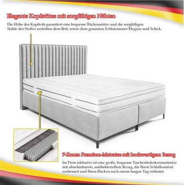 AN-MOEBEL4U Boxspringbett VIVIEN Taschenfederkernmatratze mit 10 cm hohen Füßen, inklusive Matratze