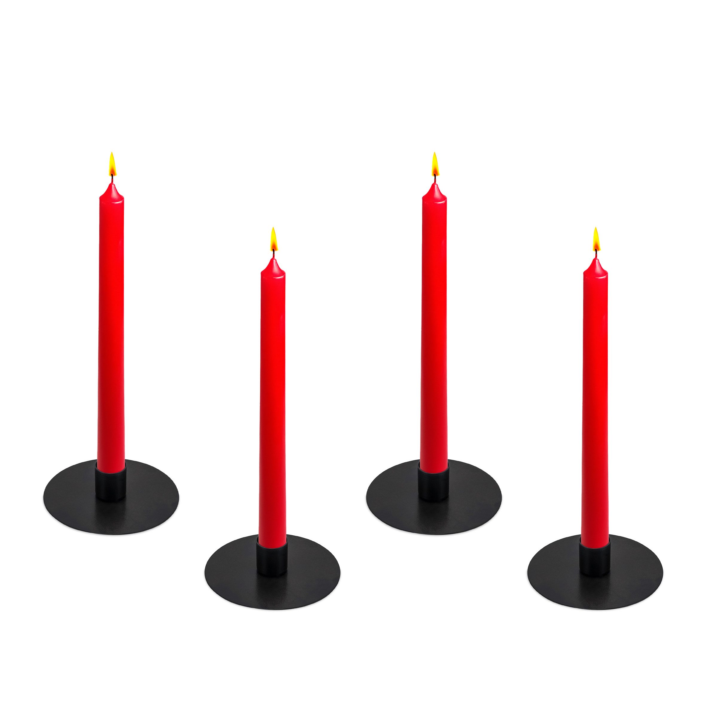 Spetebo Kerzenhalter Metall Stabkerzen Halter schwarz 10 cm rund - 4er Set günstig online kaufen