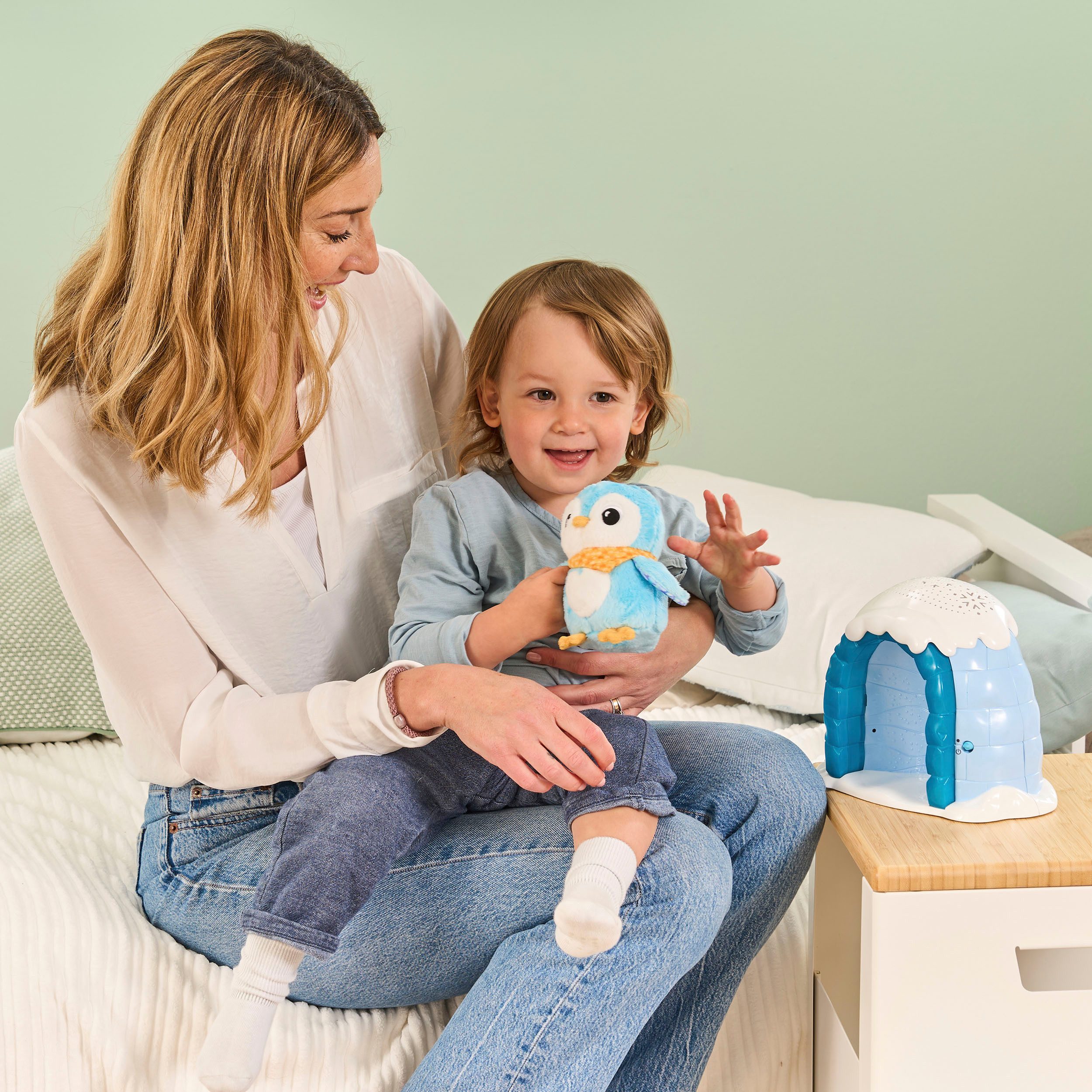 Vtech® Nachtlicht Vtech Baby, 2-in-1 Sternenlicht-Pinguin, Deckenprojektion, Einschlafhilfe, Farbwechsel, Melodien, Nachtlichtfunktion, Farbwechsler, mit Projektor und Soundfunktion