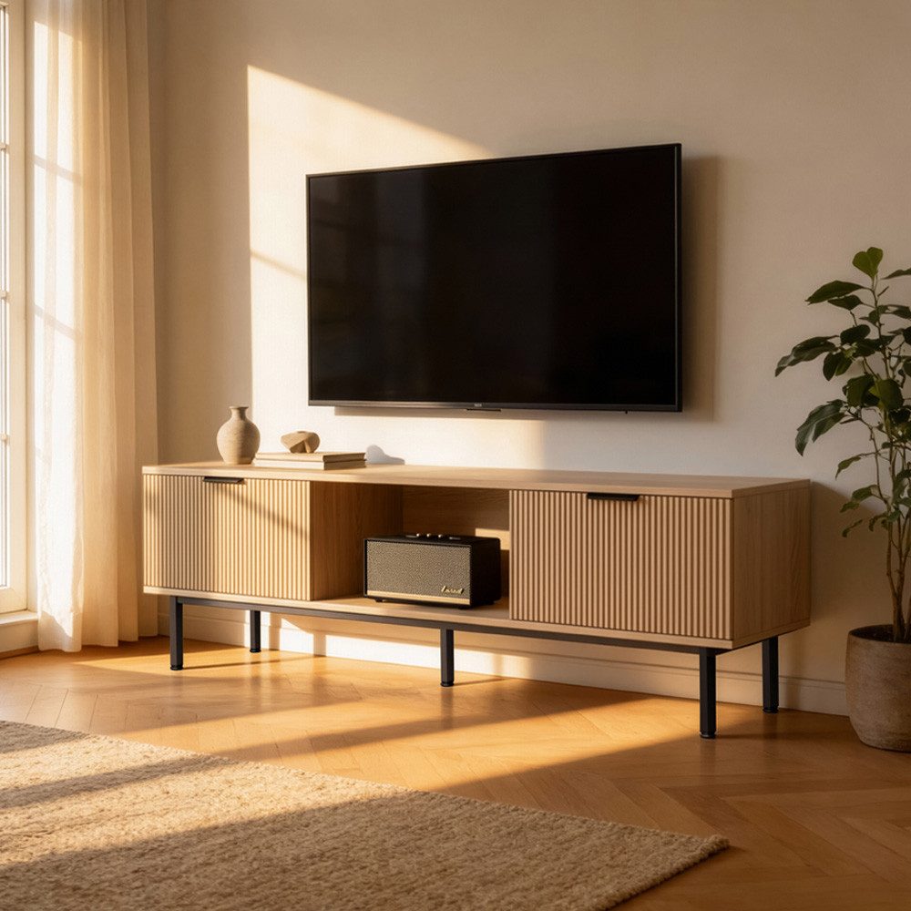 HOME DELUXE TV-Schrank NYLA - 160 x 42 x 43 cm Lamellenfronten, TV-Sideboard, Lowboard, Fernsehrschrank