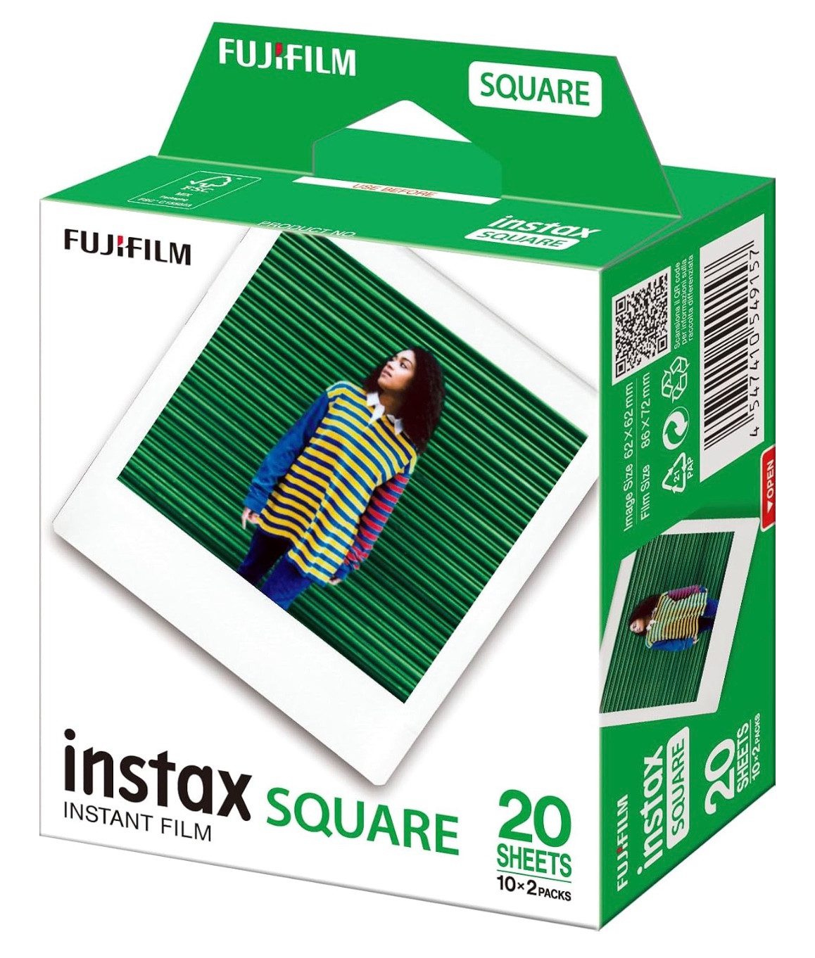 FUJIFILM Sofortbildfilm Instax Square 2x10 Blatt, Instant-Film glänzend weiß, 20 (20-St)