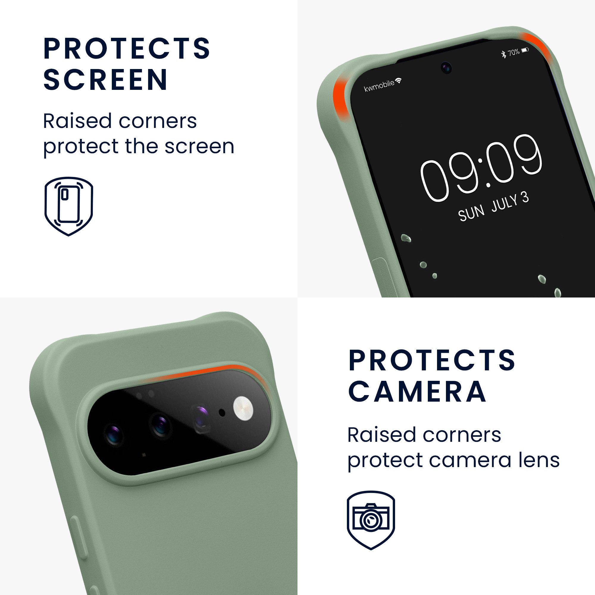 kwmobile Smartphone-Hülle Hülle für Google Pixel 11 Pro, mit Metall Kette zum Umhängen - Silikon Handy Cover Case Schutzhülle – Bild 3 von 5