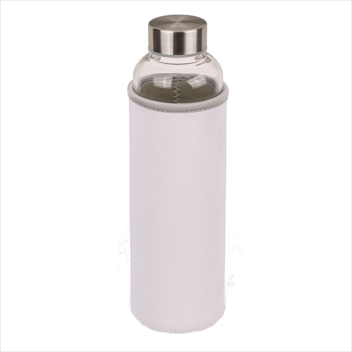 Marabellas Shop Trinkflasche Trinkflasche ca. 550 ml in 3 Farben aus Borosilikatglas mit Überzug, mit Schutzhülle