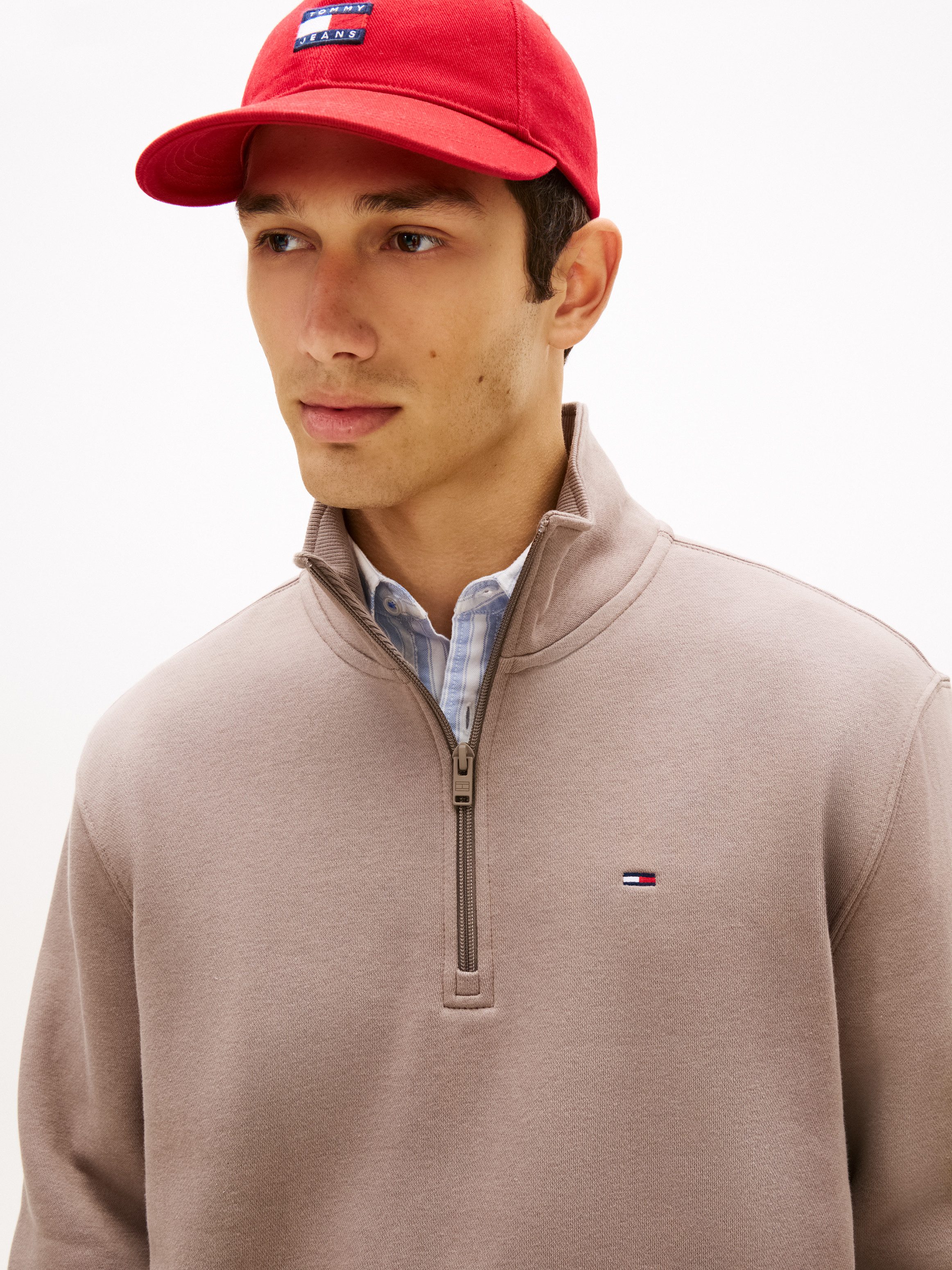 Tommy Jeans Sweatshirt TJM REGULAR FLEECE 1/4 ZIP MOCK NECK mit Fleece